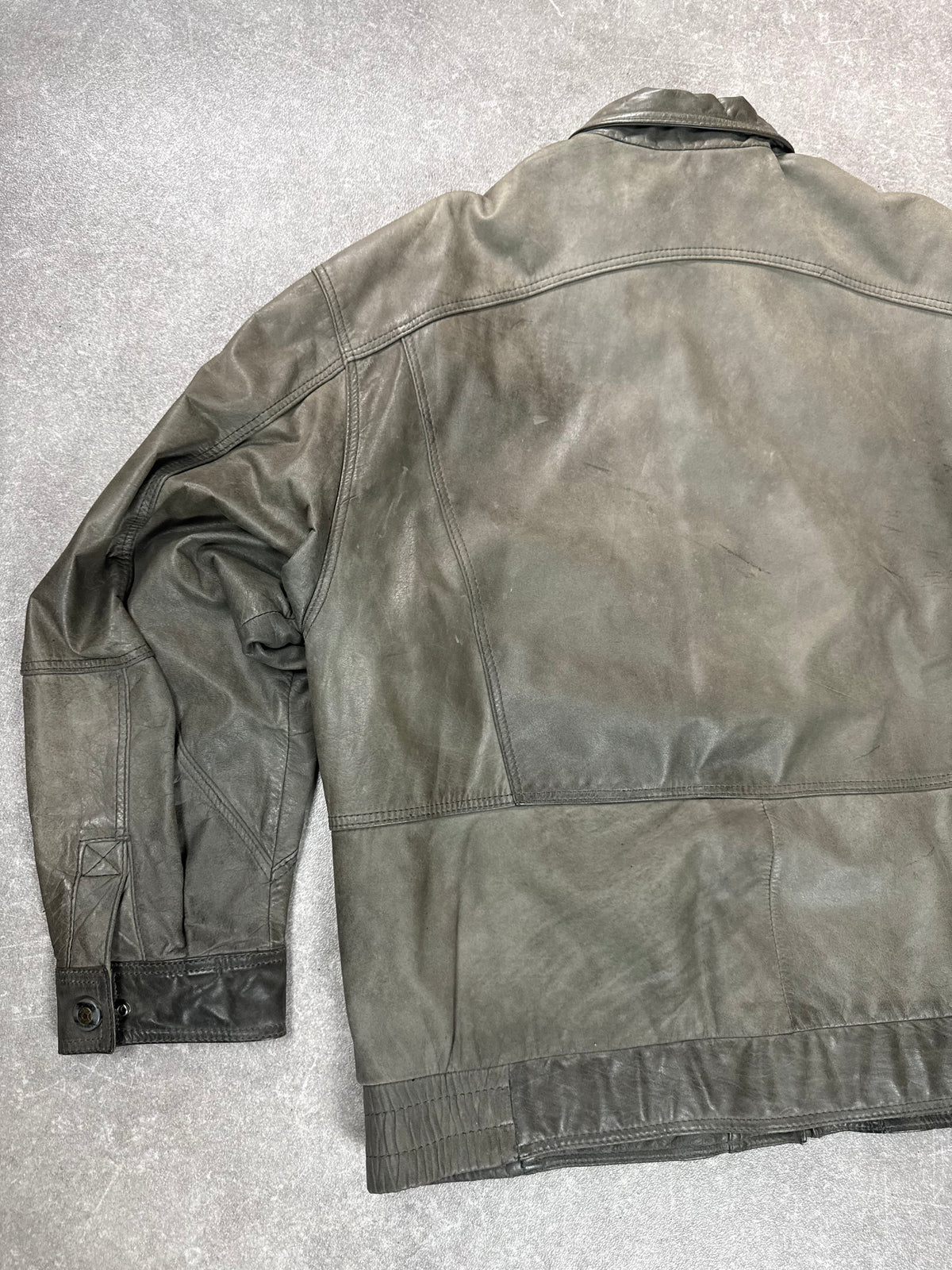 Vintage Italo Lederjacke Herren M Olivgrau Echtleder Blouson Bomberjacke