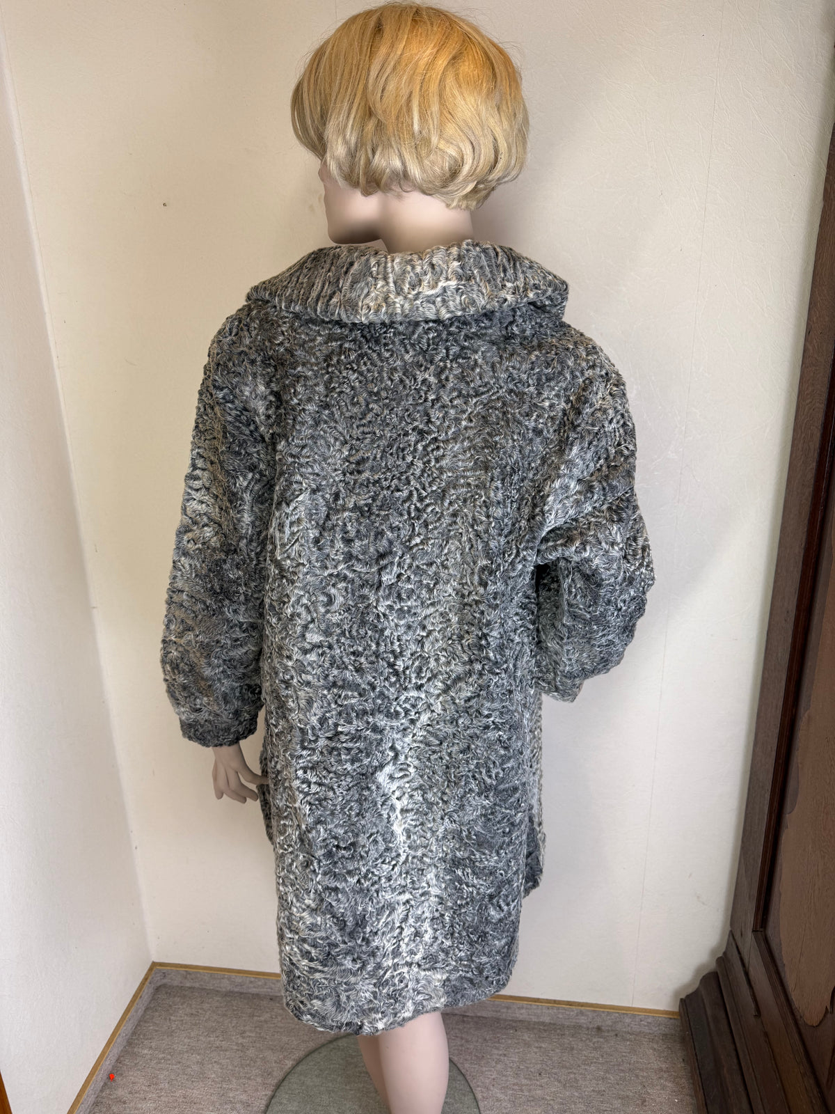Vintage Persianer Pelzmantel Damen Grau Schwarz