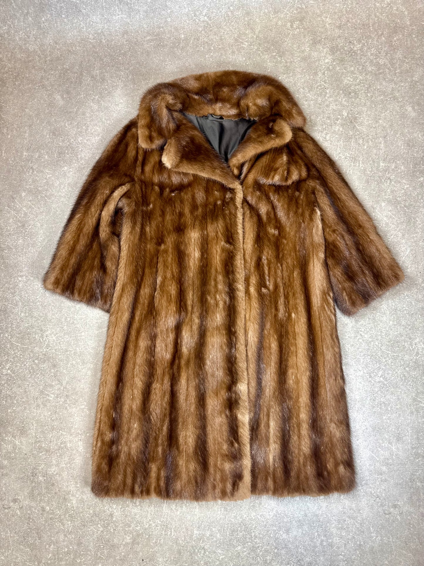 Edler Nerz Pelzmantel Damen Gr. XL 42/44 Braun Echtpelz Vintage Lang Mantel