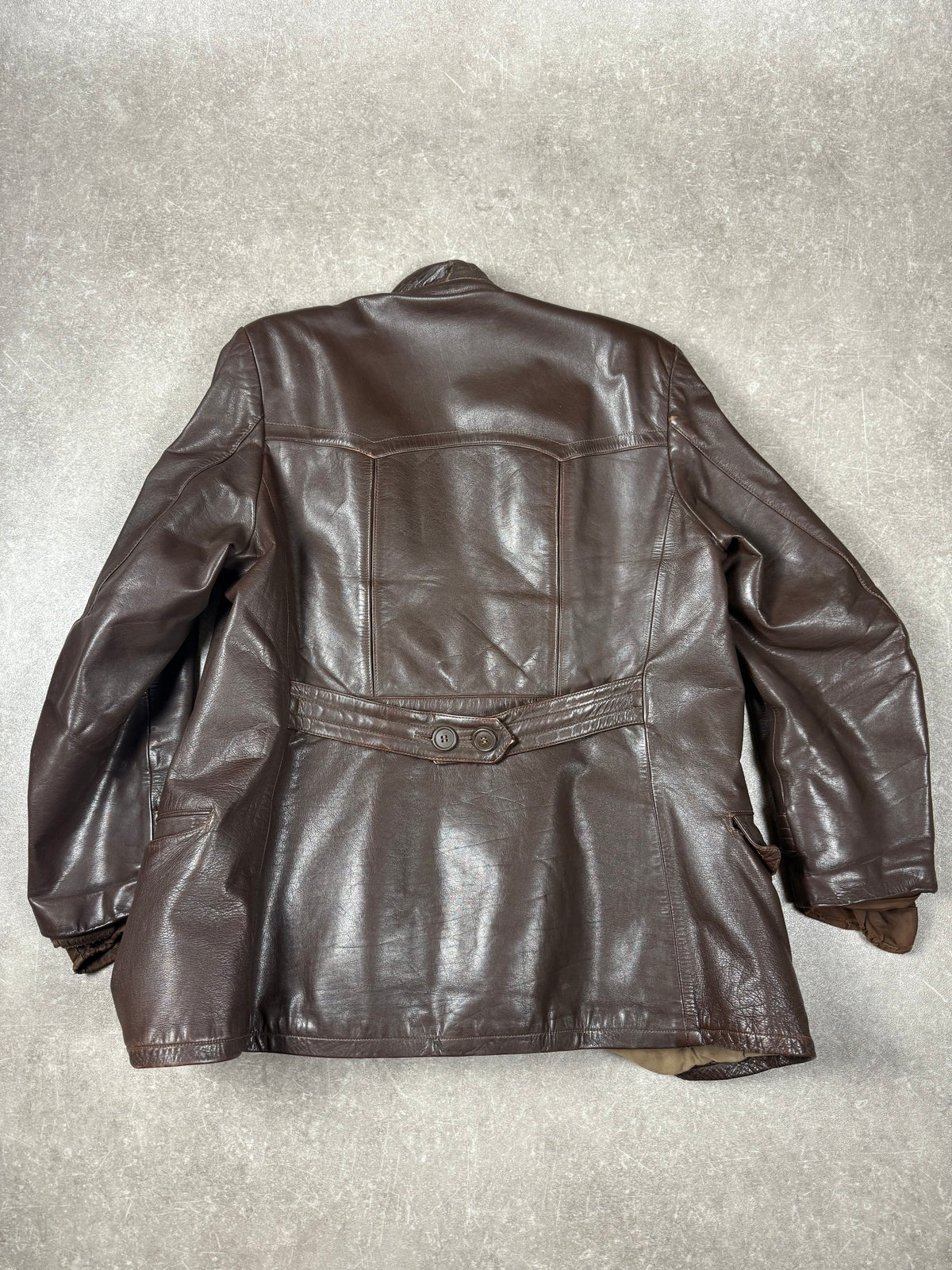 Original NSKK Lederjacke 1930er 40er Motorrad Fahrermantel Braun nummeriert
