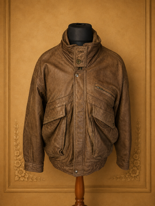 Vintage Herren Lederjacke Der Lederer Beachy Gr. 48 Braun Echtleder 80er/90er