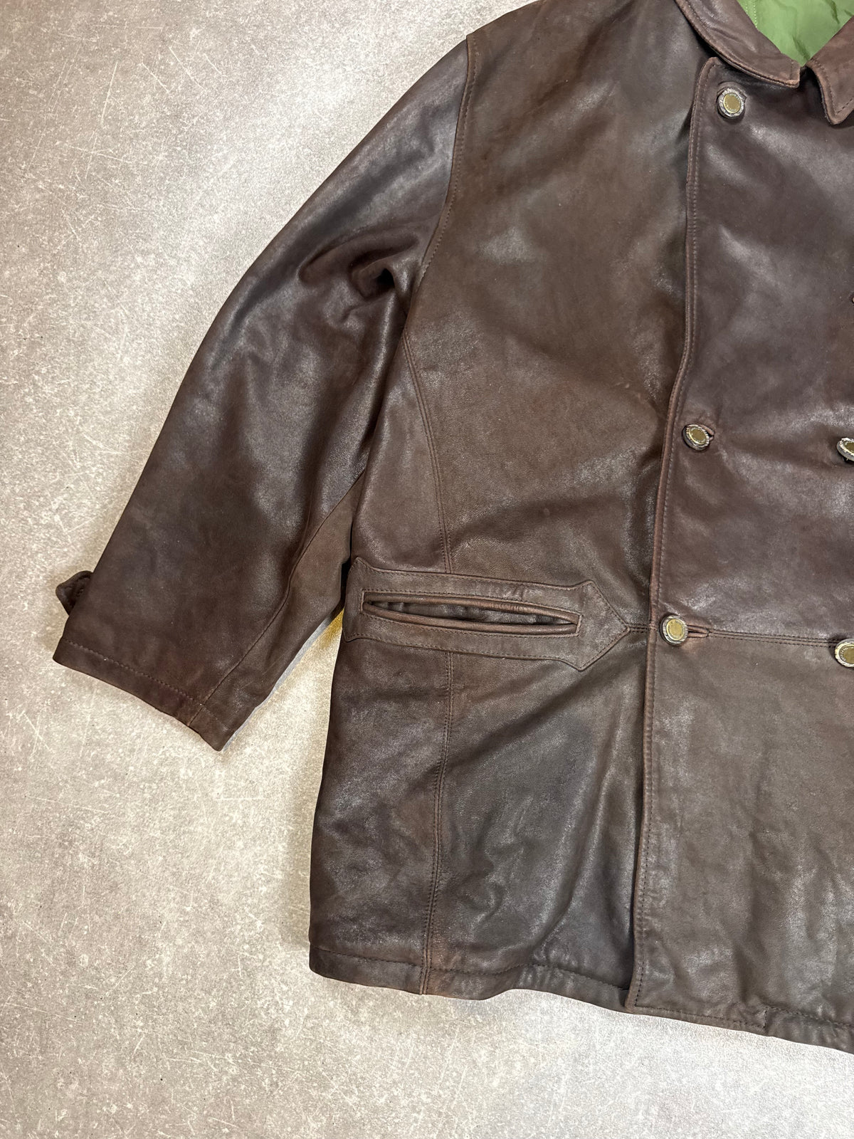 Vintage HUGO BOSS Herren Lederjacke Braun – Echtleder Field Jacket