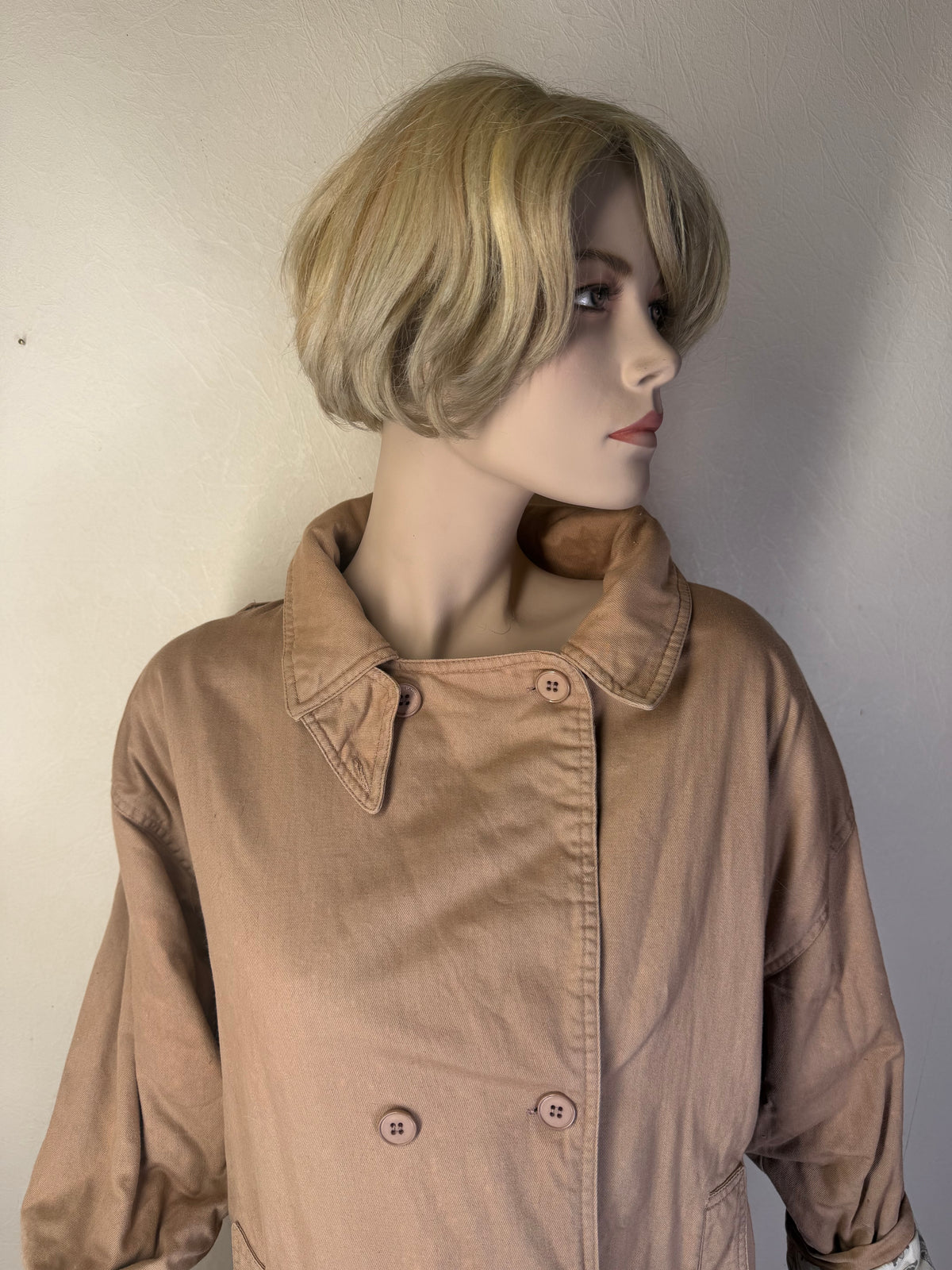 Vintage Sportswear Claude Damen Trenchcoat Langmantel Beige Clown Futter