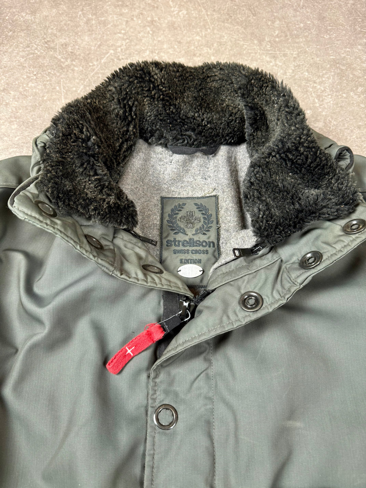 Vintage Strellson Swiss Cross Parka Herren Oliv Military Field Jacket