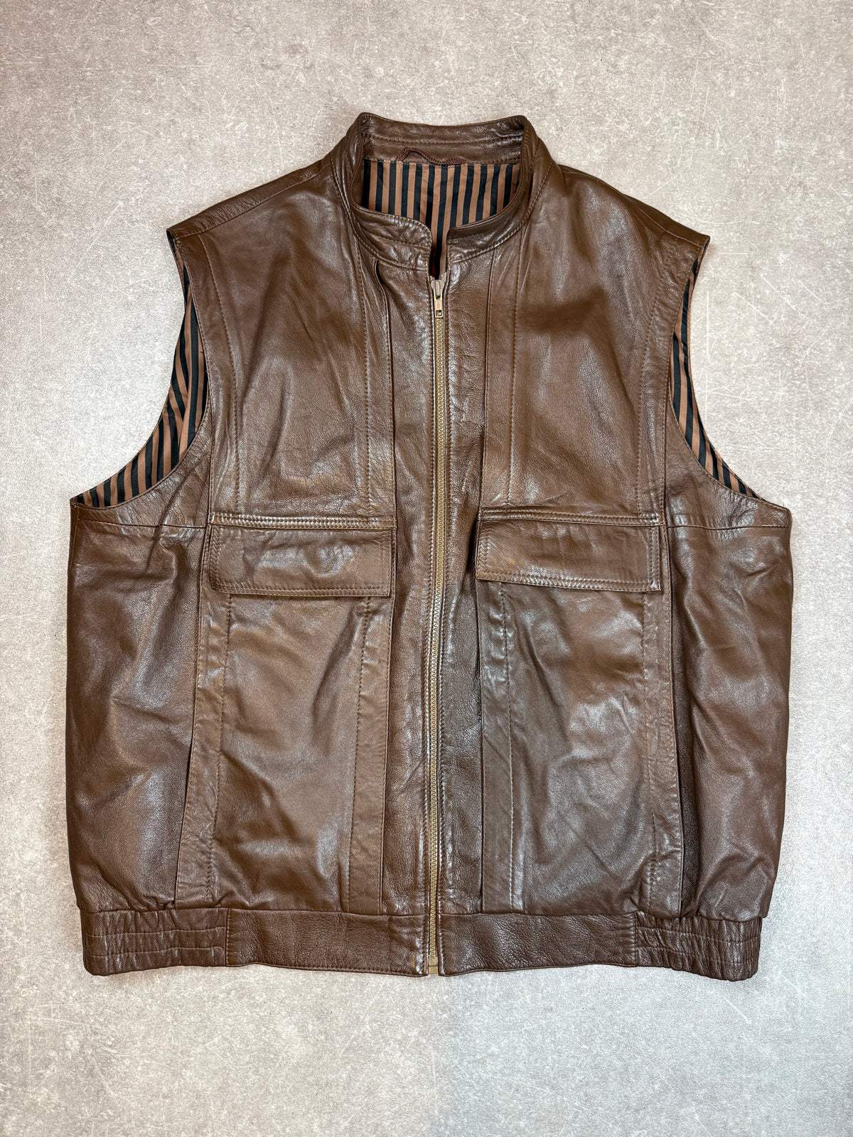 Vintage Herren Lederweste Braun – Echtleder Biker Freizeitweste