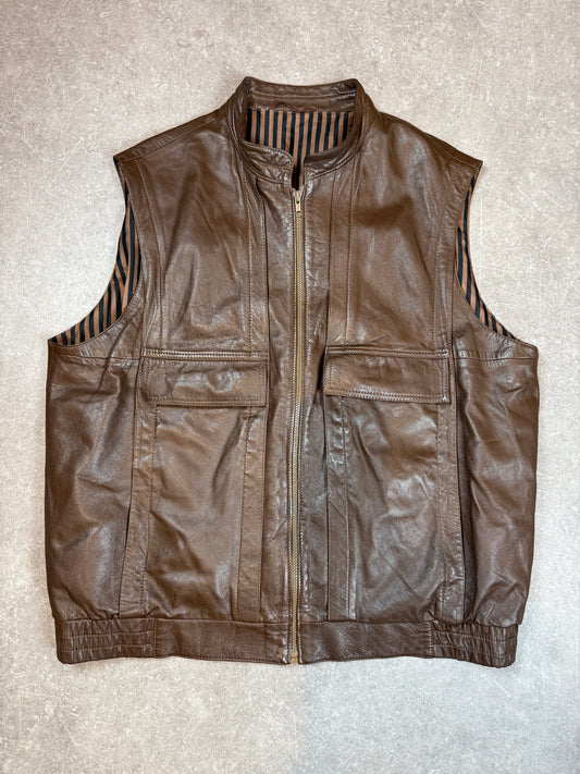 Vintage Herren Lederweste Braun – Echtleder Biker Freizeitweste