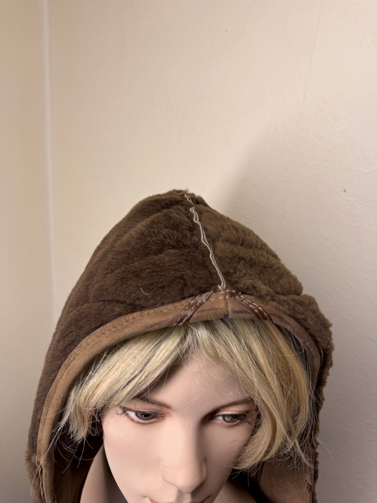 Vintage Lammfell Kapuze Echtfell Shearling Braun Leder Pelzkapuze Abnehmbare Winter Kapuze Unisex