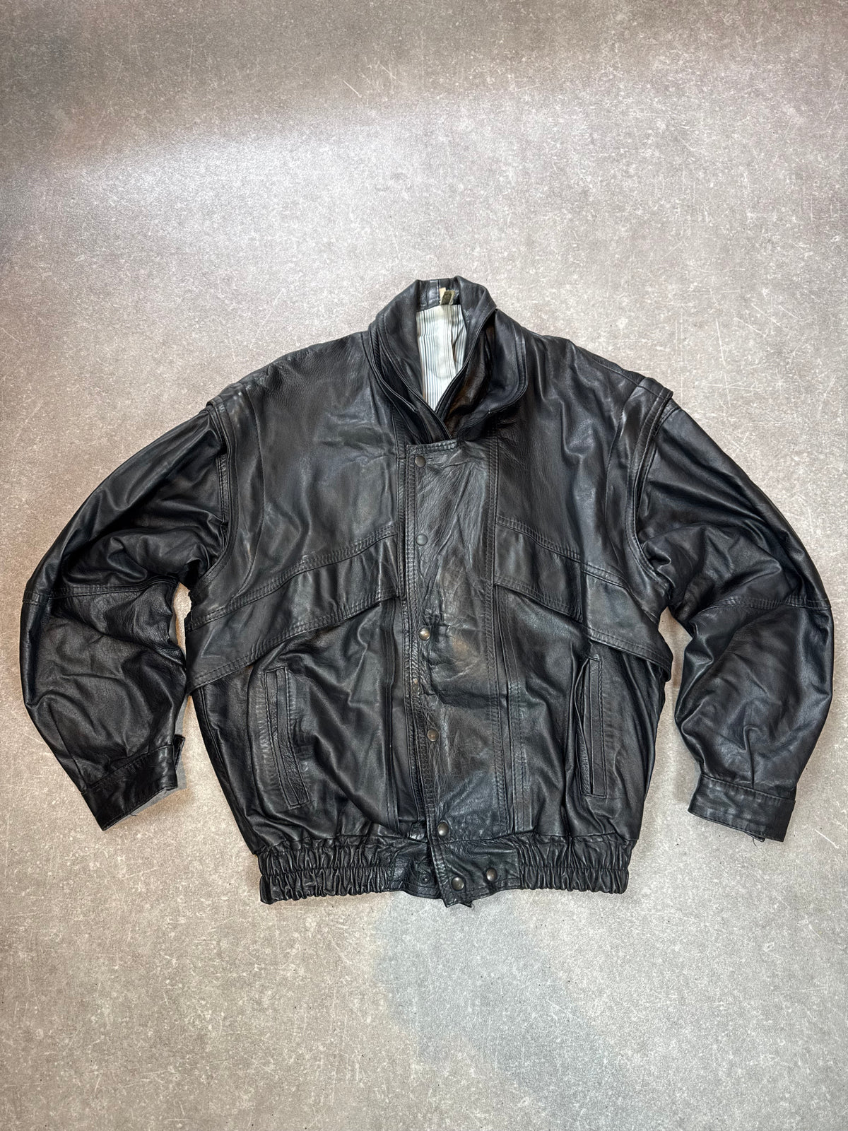 Vintage Vera Lederjacke Schwarz Echtleder 2in1 mit herausnehmbarer Weste Oversize 80er 90er