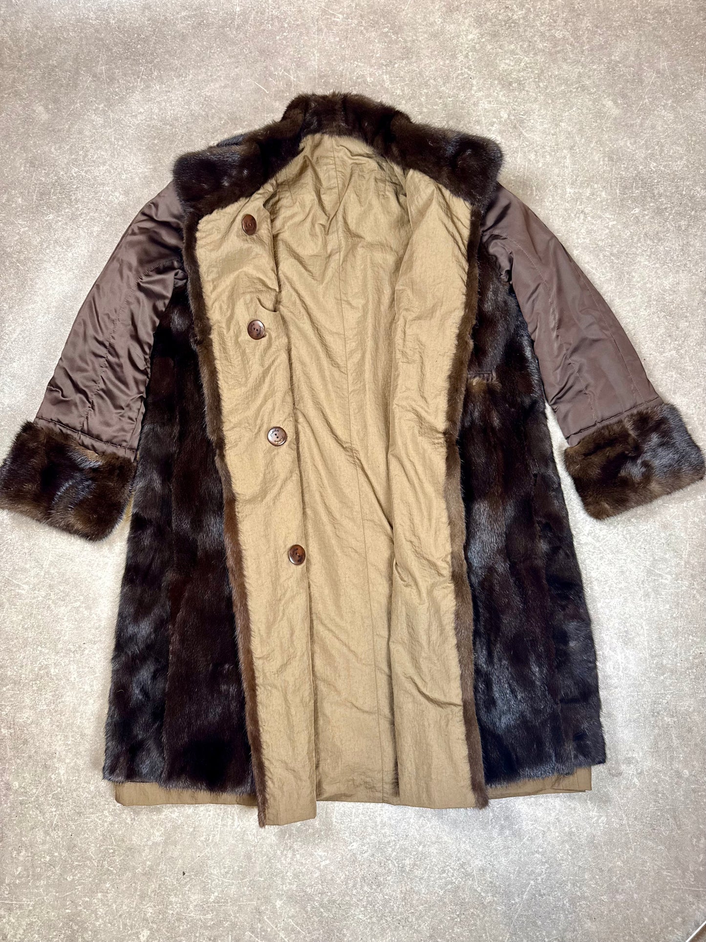 Vintage Nerzmantel Echtpelz Braun Damen Pelzmantel Lang Klassisch Elegant Winter
