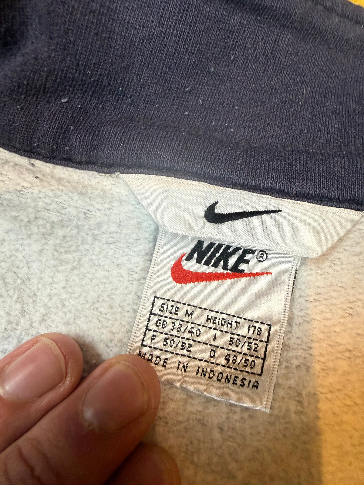Vintage Nike USA Sweatshirt Half Zip Grau Navy Gelb 90er Größe M