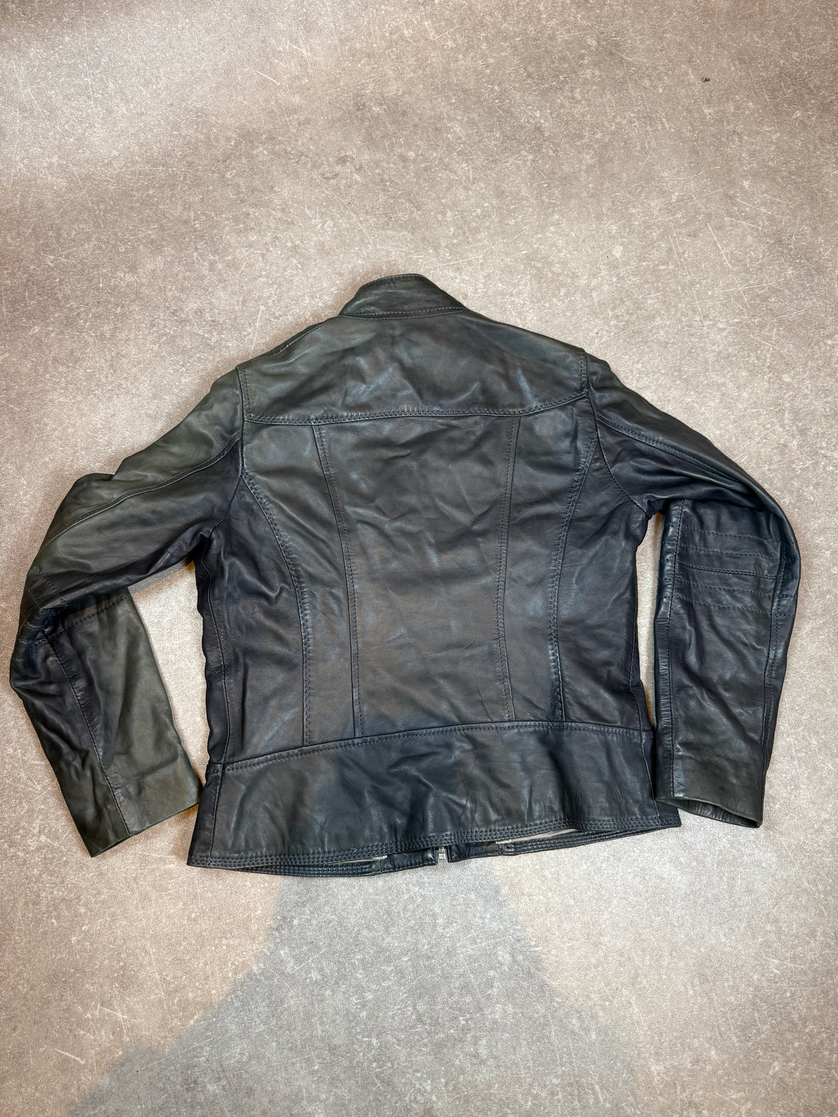 Oakwood Lederjacke S-M Grau Echtleder Biker Jacke Übergangsjacke