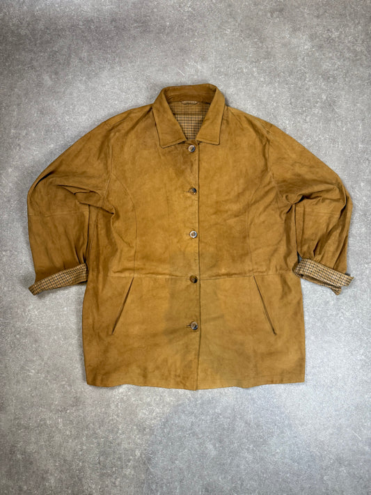 Vintage Velourslederjacke Cognac – Julia S. Roma Damen Ledermantel