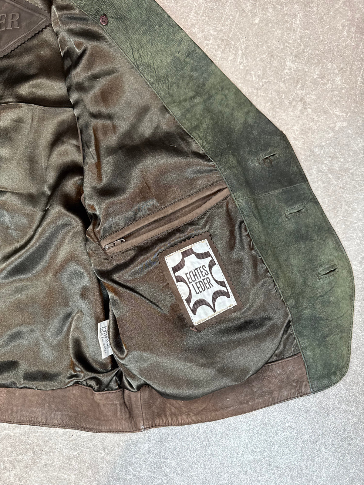 Vintage Lederweste Gede Gr. 44 Grün Veloursleder Trachtenstil