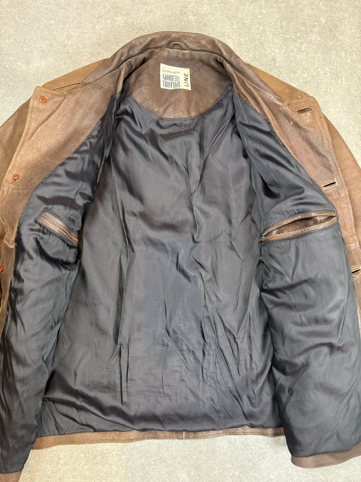 Vintage Globe Trotter Lederjacke Braun Oversize Herren Echtleder
