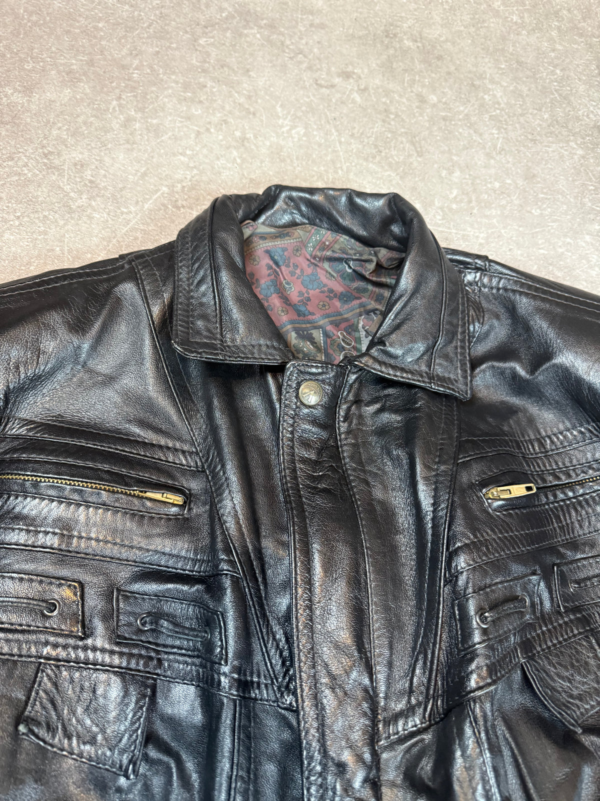 Vintage Altamoda Lederjacke Schwarz Gr. L XL Oversize Echtleder Bomberjacke 80s 90s