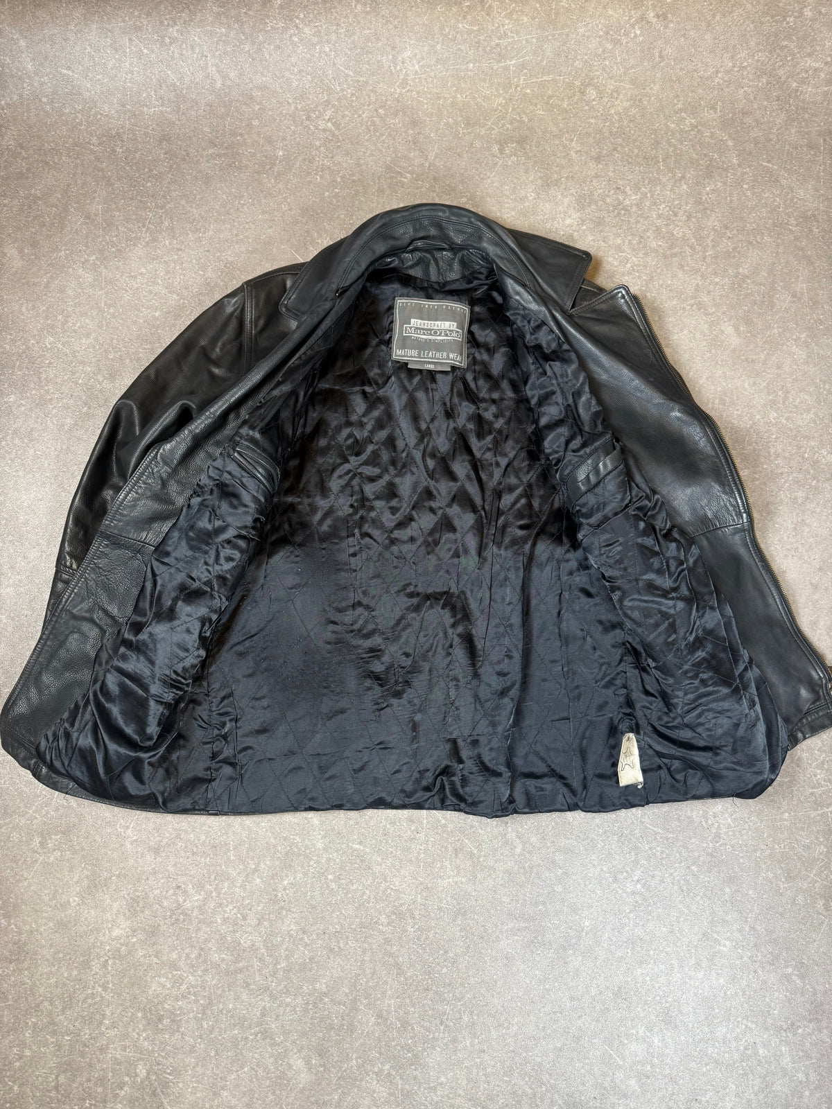 Vintage Marc O’Polo Lederjacke Gr. L Schwarz – Echtleder Bikerjacke mit Gürtel