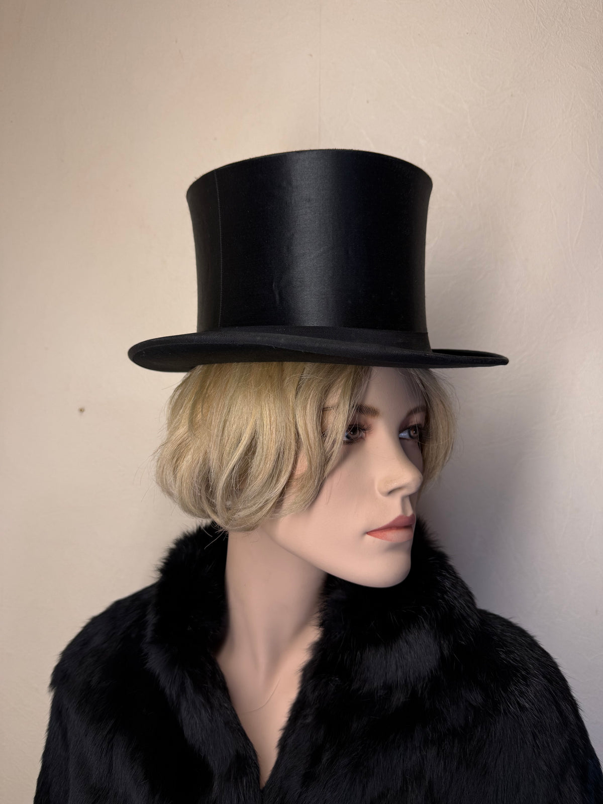 Antiker Klappzylinder Chapeau Claque schwarz Druckfrei Patent Zylinder mit Original Hutbox Vintage