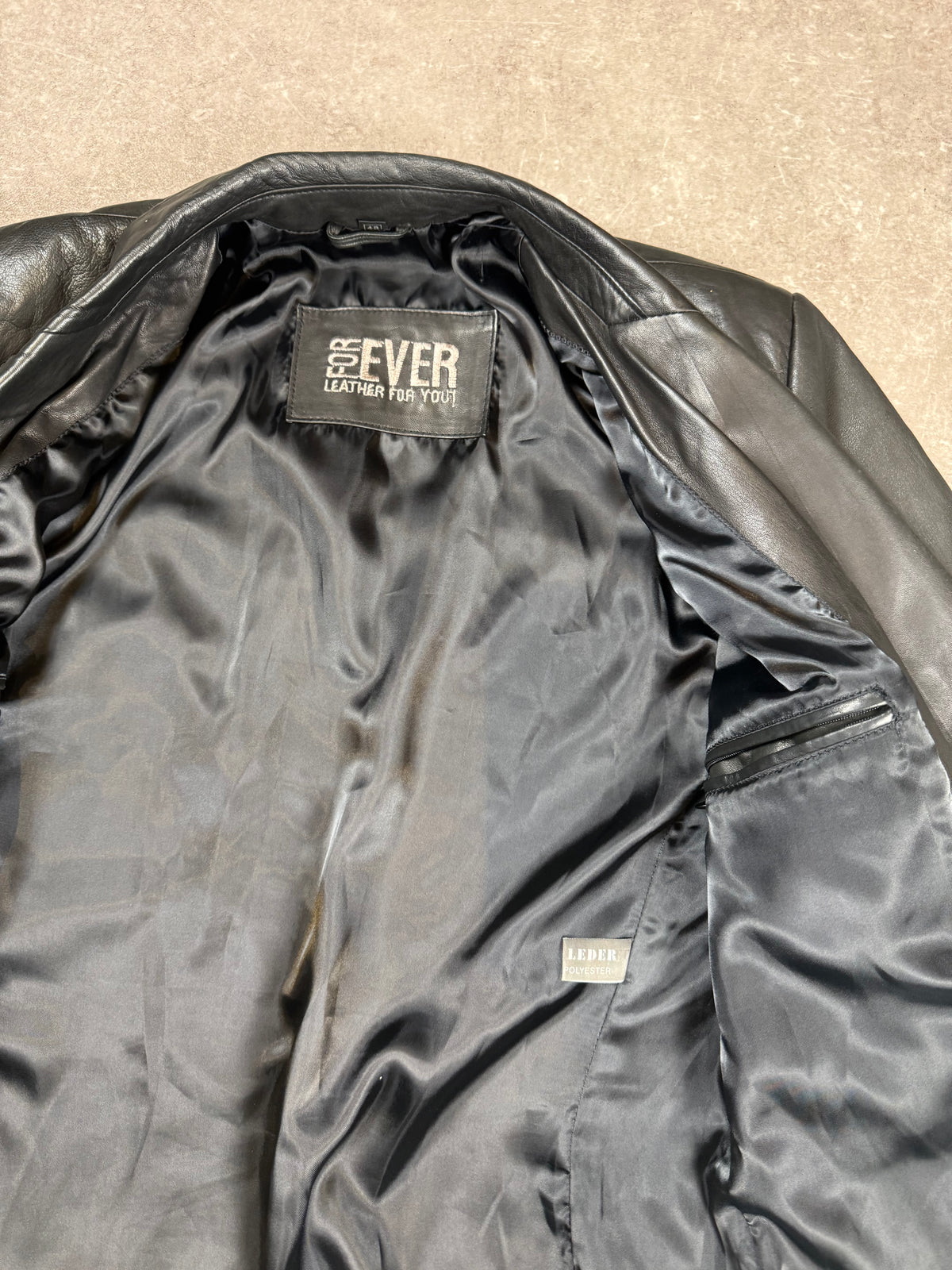 Vintage FOR EVER Herren Lederblazer Schwarz Echtleder Gr. 48 Lederjacke