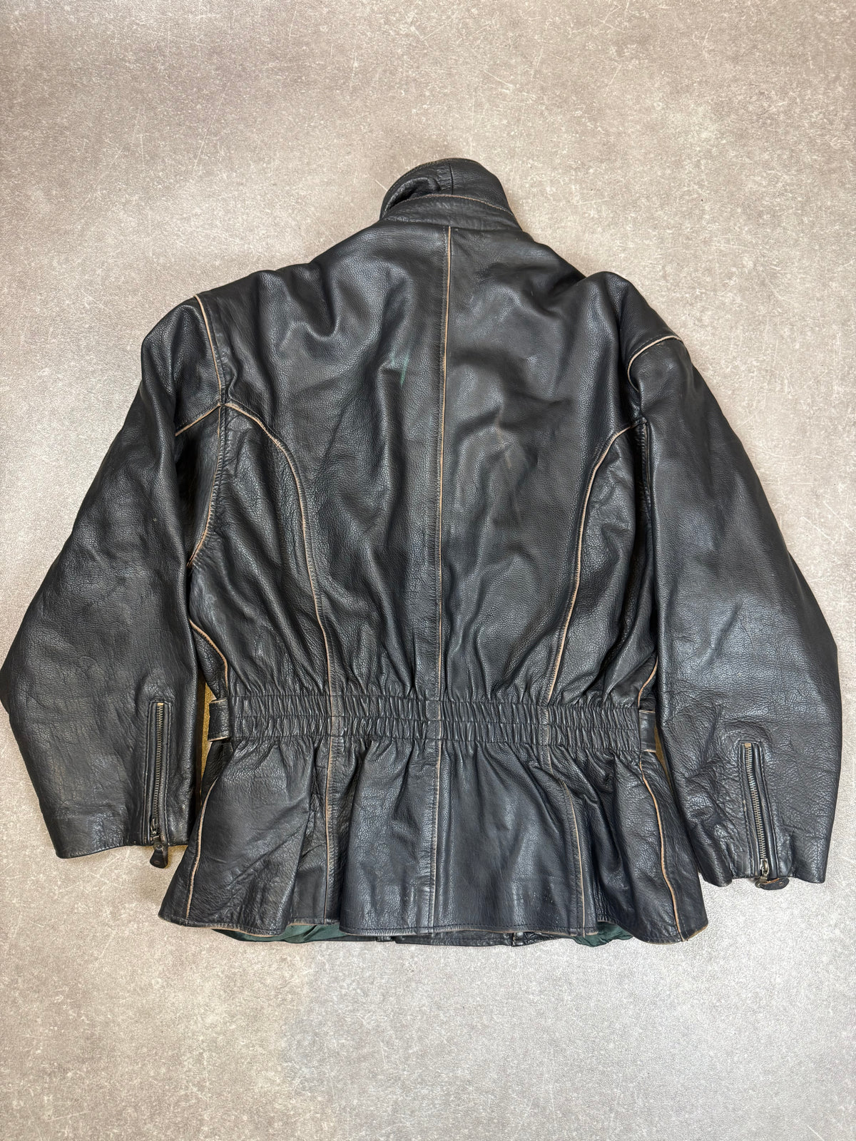 Tomorrow’s Vintage Lederjacke Echtleder Biker Motorrad Schwarz