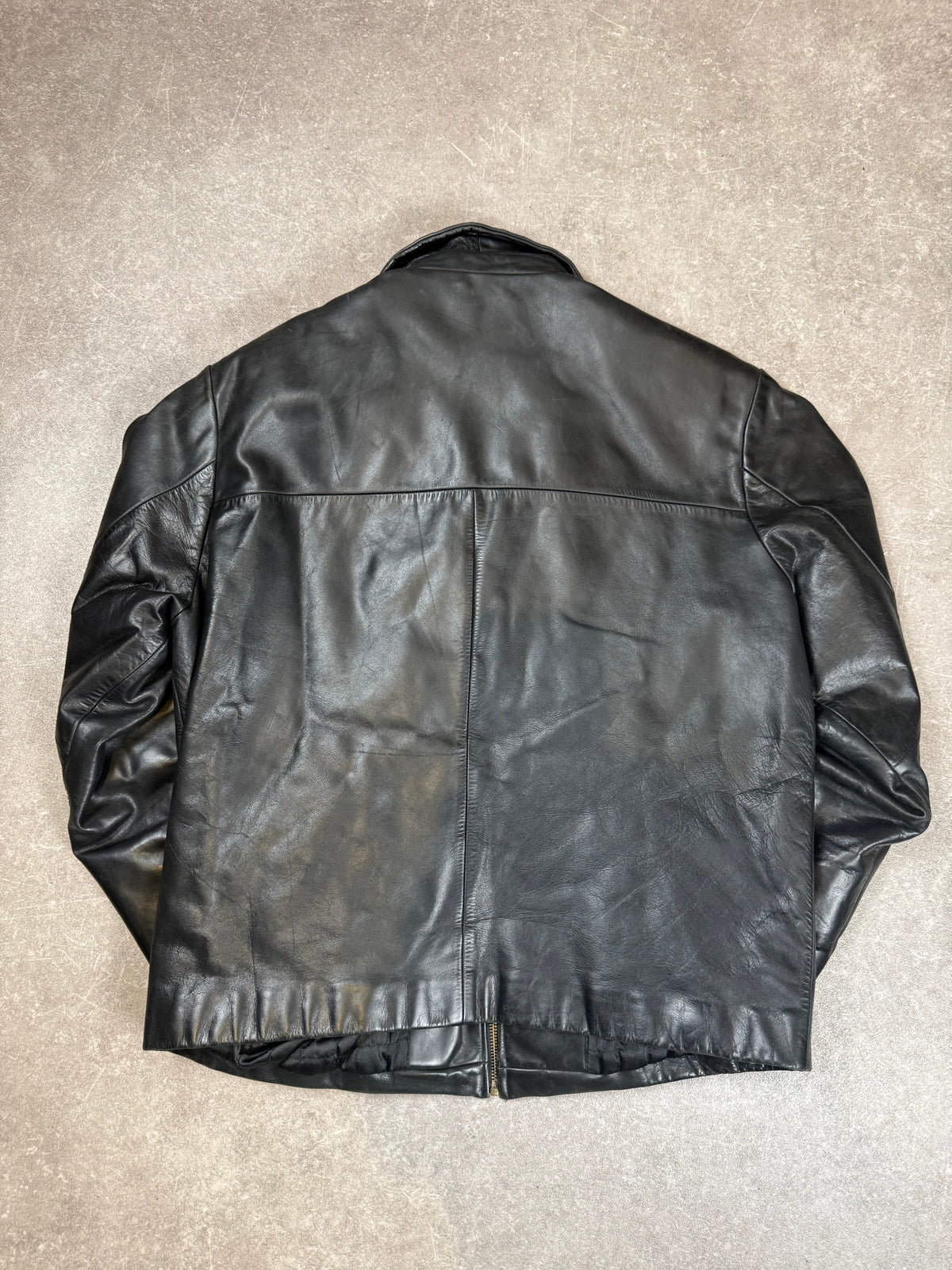 TRAPPER Vintage Lederjacke Herren Gr. 48 Schwarz Echtleder 90er Jahre