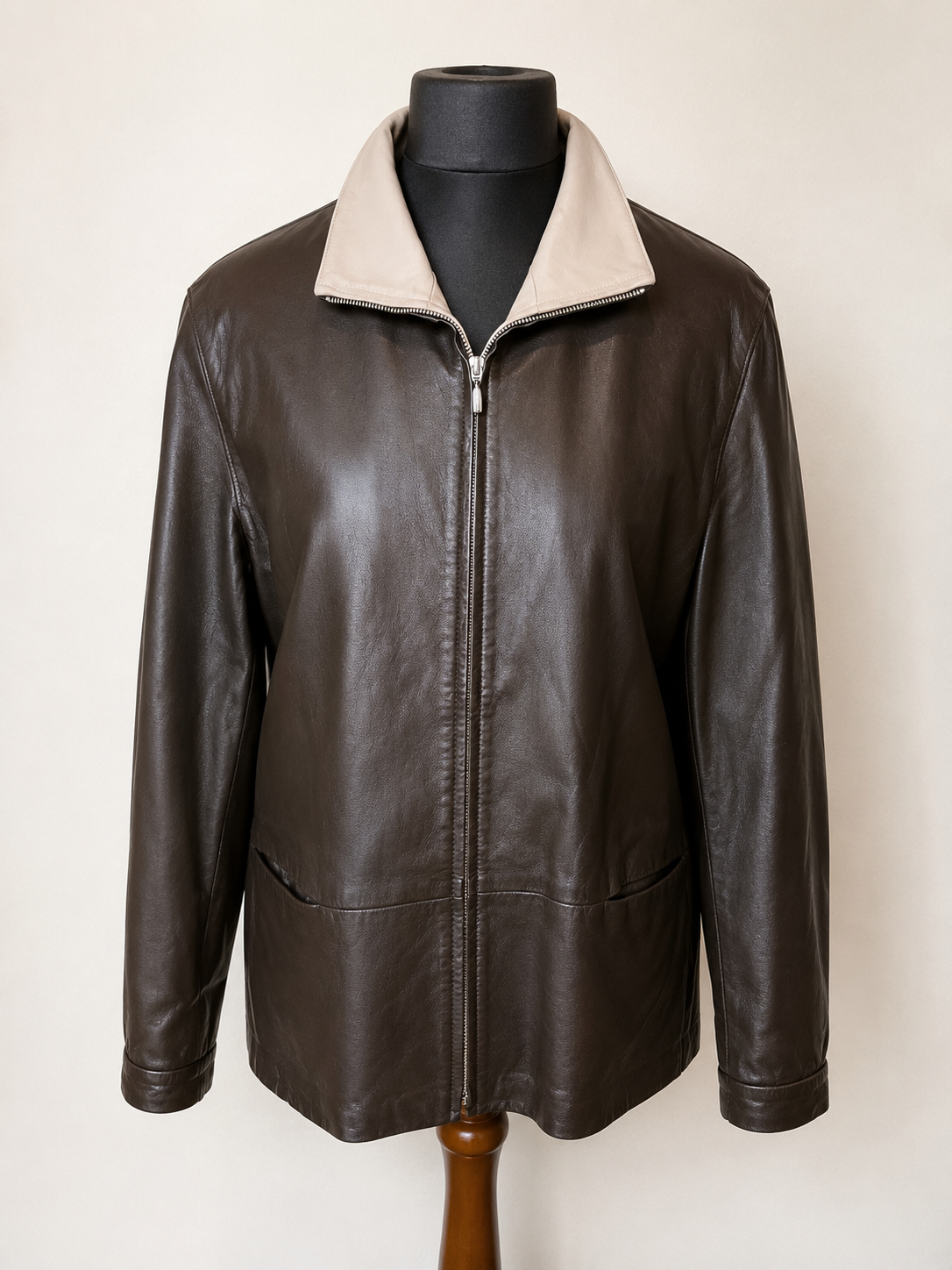 Elegante Lederjacke Herren XL 54 Braun Echtleder Vintage Jacke Übergangsjacke