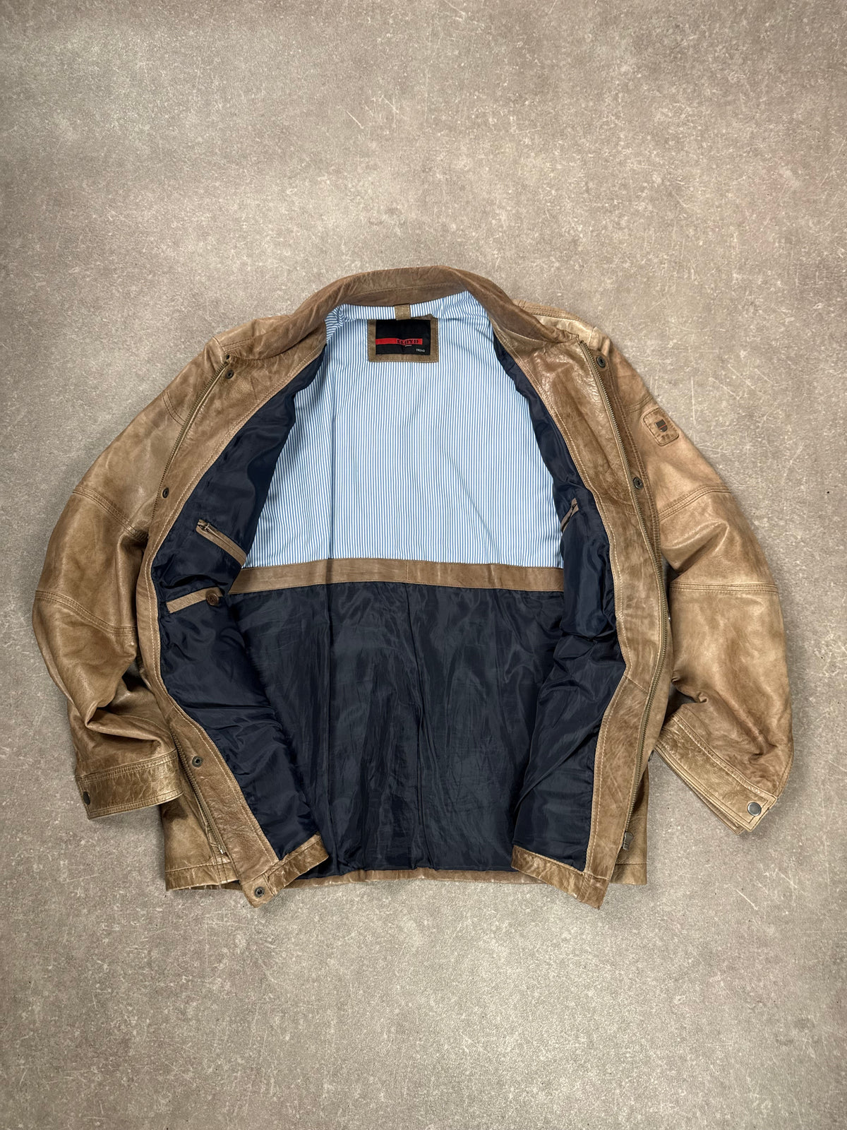 LLOYD Lederjacke Herren Braun Gr. 50 Vintage Field Jacket Echtleder Übergangsjacke