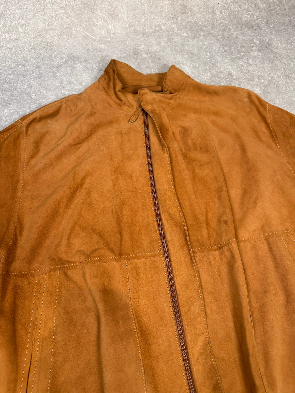 Munper Lederjacke Veloursleder Braun Cognac Vintage Oversize Gr. 50