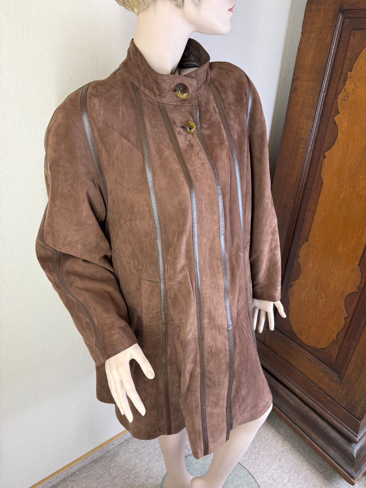 Vintage Paco Rabanne Damen Ledermantel Gr. 42 Braun – Made in Spain