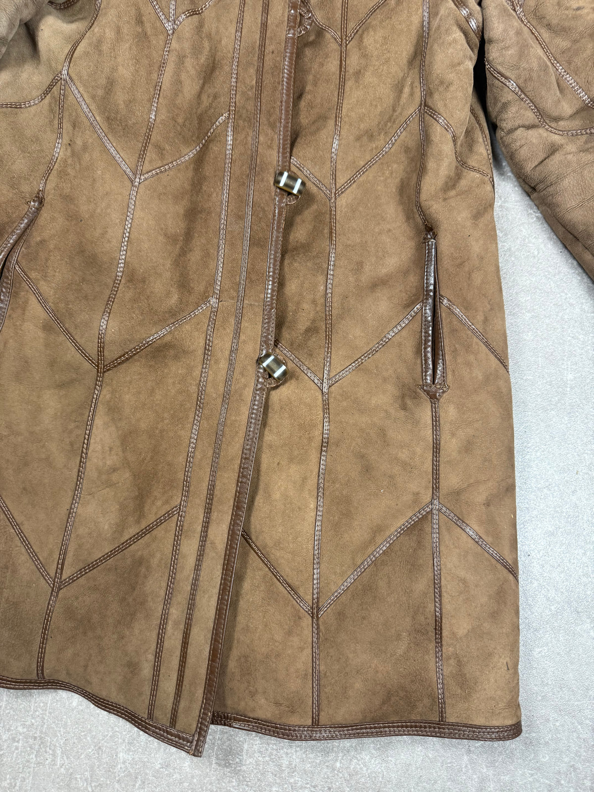 Vintage Damen Lammfellmantel Braun Echtleder Shearling Ledermantel