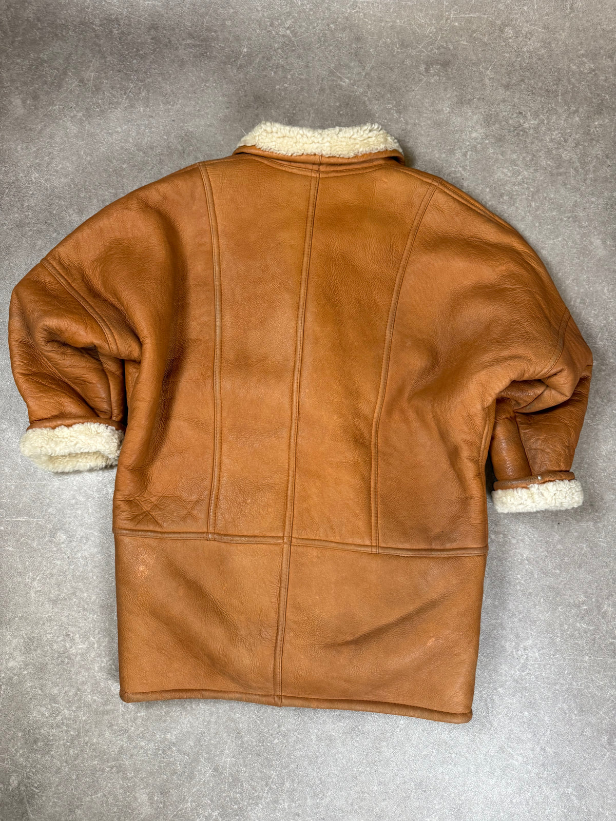 Vintage Lammfellmantel Braun – Echtleder Shearling Oversize Mantel