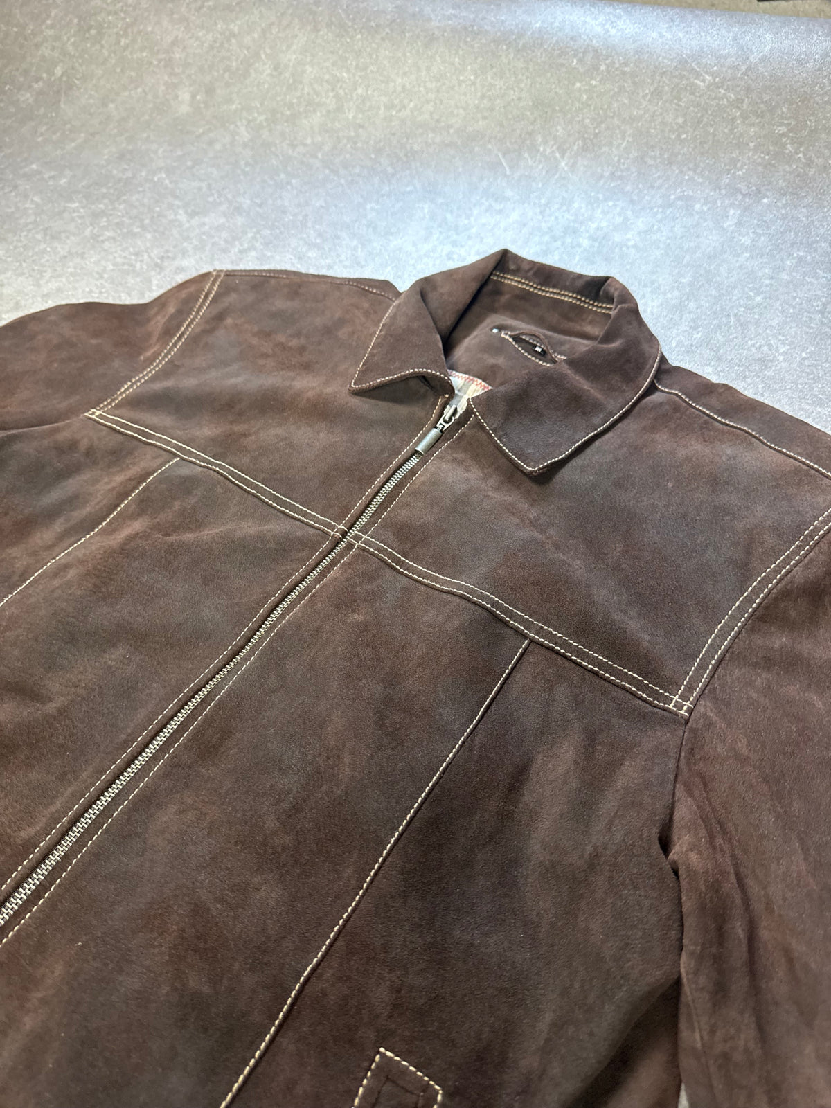 Angelo Litrico Wildlederjacke Herren M Braun Echtleder Vintage Übergangsjacke