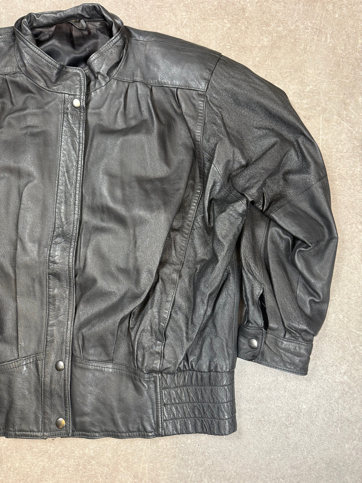 Vintage Lederjacke Schwarz Echtleder 80er 90er Blouson Bomber Oversize