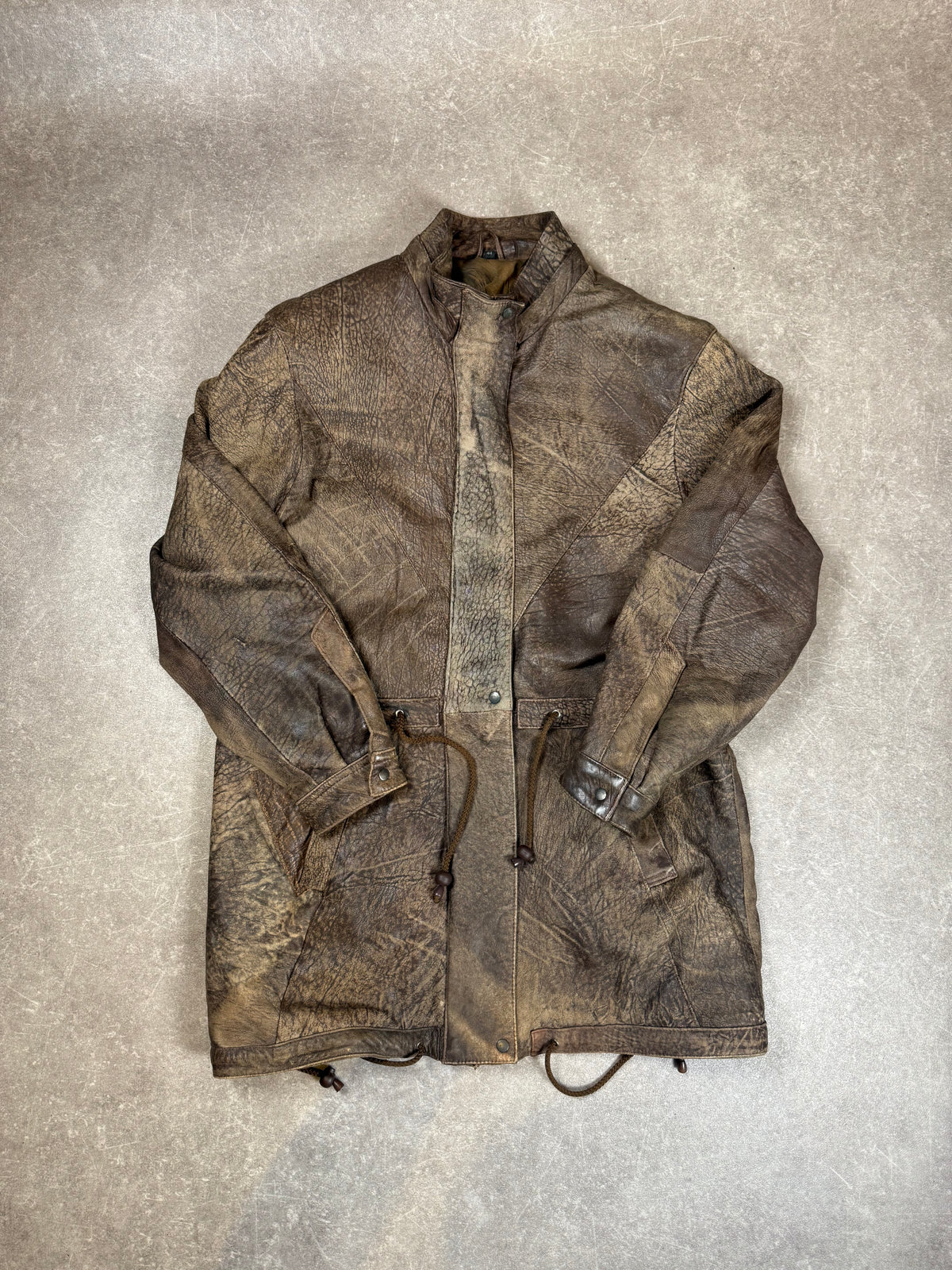 Vintage Lederparka Gr. 44 Braun – Echtleder Jacke mit starker Patina