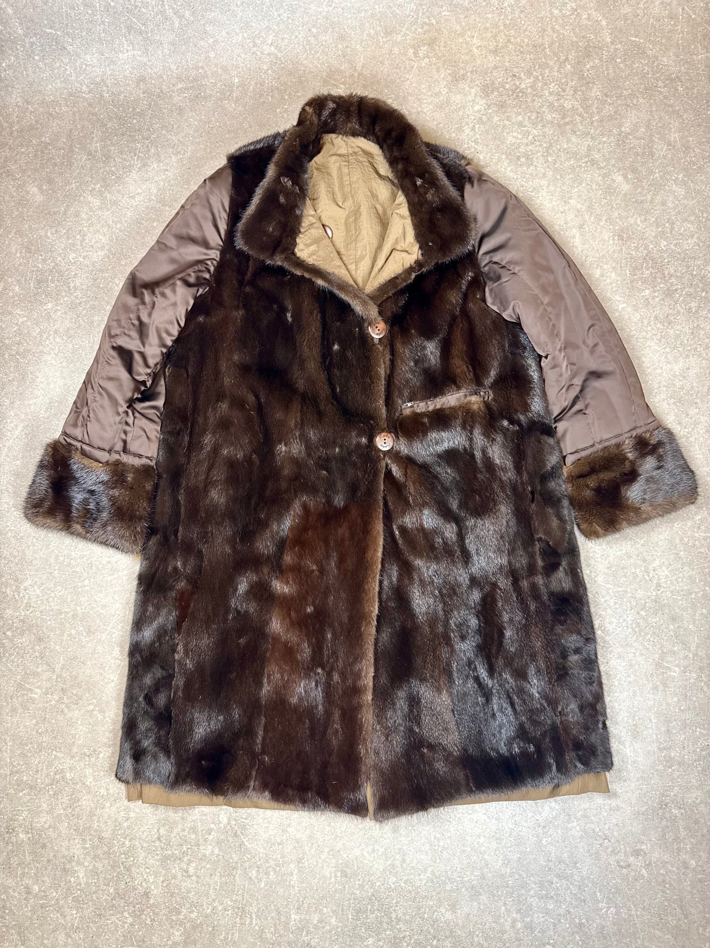 Vintage Nerzmantel Echtpelz Braun Damen Pelzmantel Lang Klassisch Elegant Winter