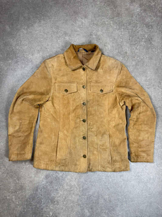 Vintage TCM Damen Lederjacke Echtleder Beige Cognac Gr. ca. 40/42