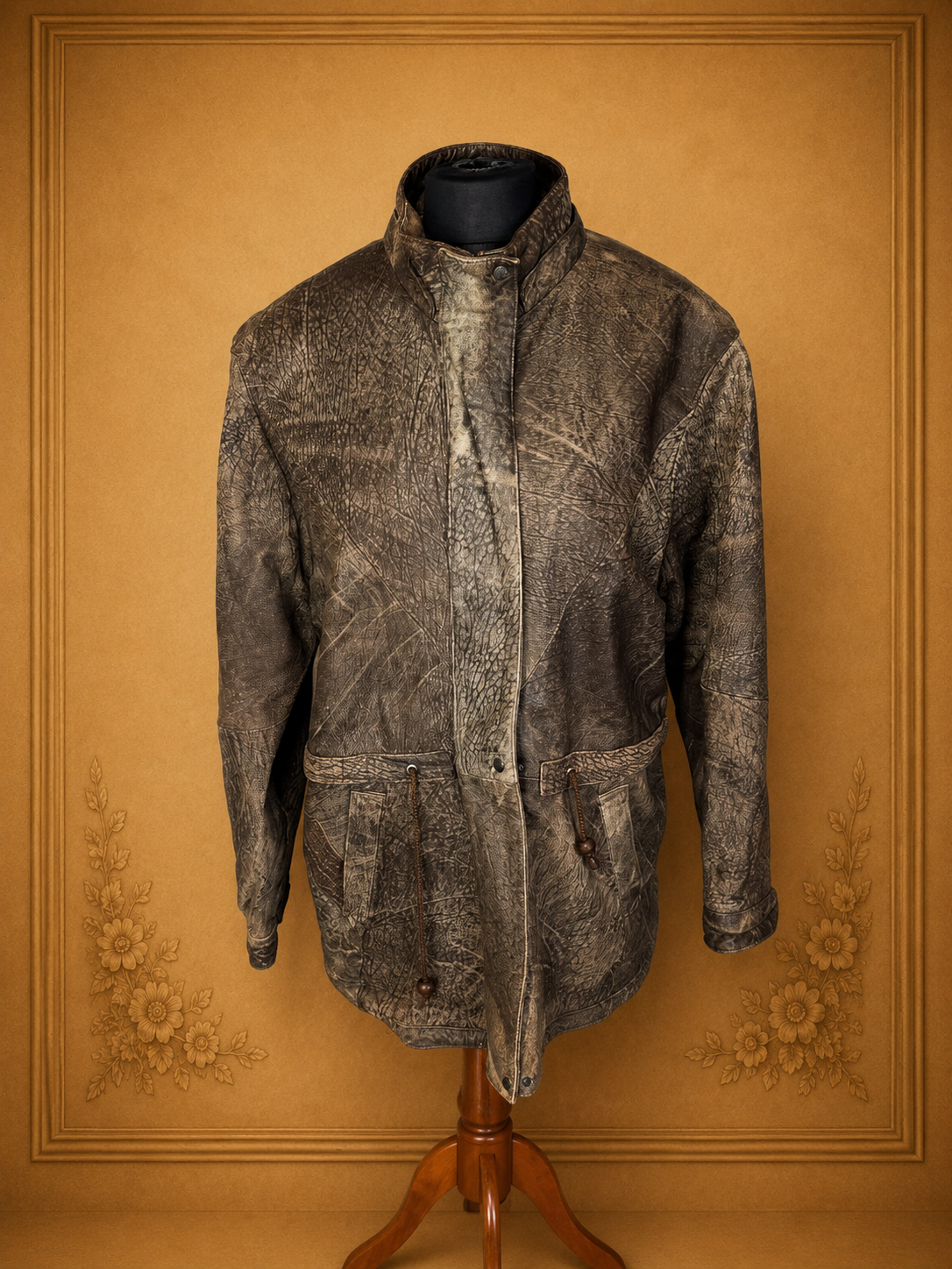 Vintage Lederparka Gr. 44 Braun – Echtleder Jacke mit starker Patina