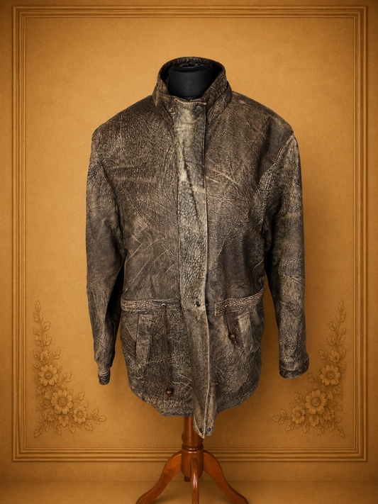 Vintage Lederparka Gr. 44 Braun – Echtleder Jacke mit starker Patina