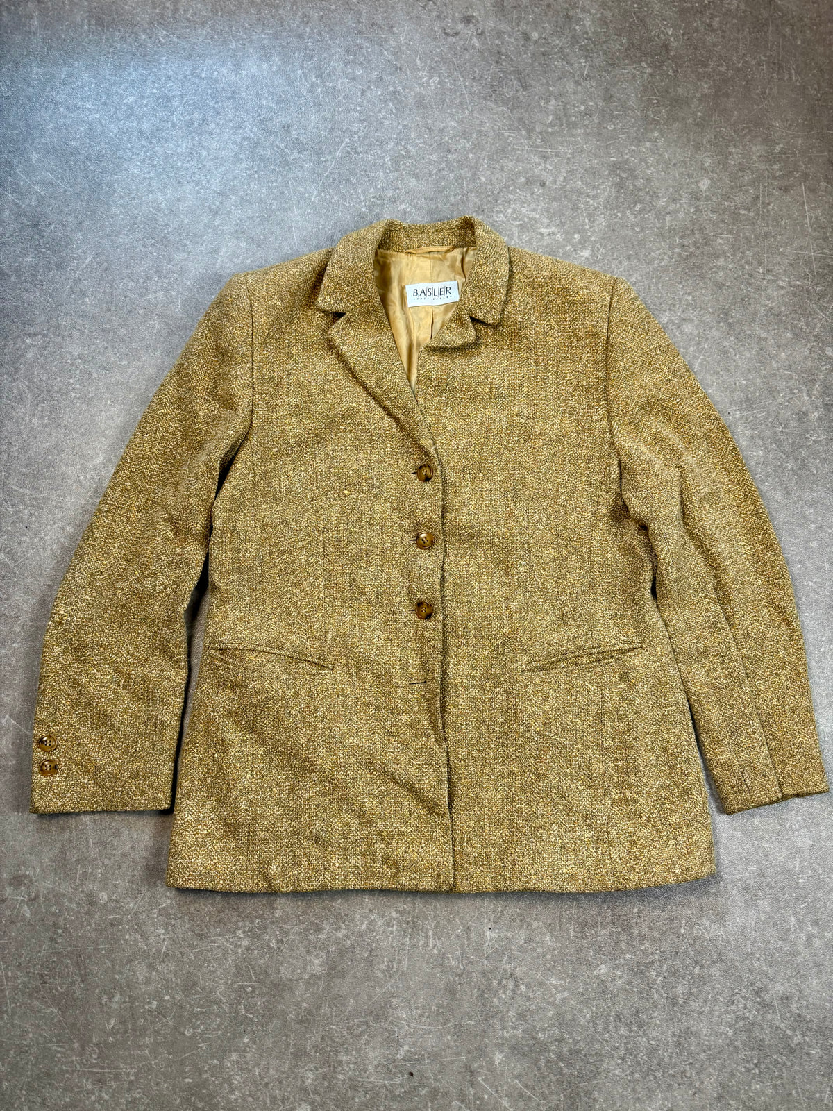 Vintage Basler Damen Blazer Gr. 42 – Beige Gold meliert Elegant