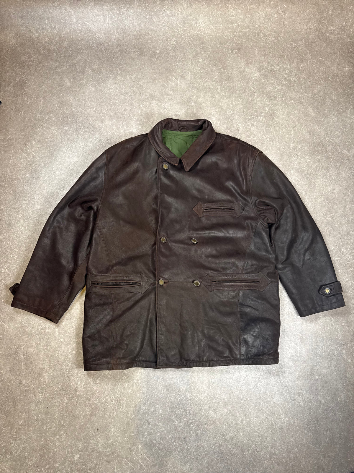 Vintage HUGO BOSS Herren Lederjacke Braun – Echtleder Field Jacket