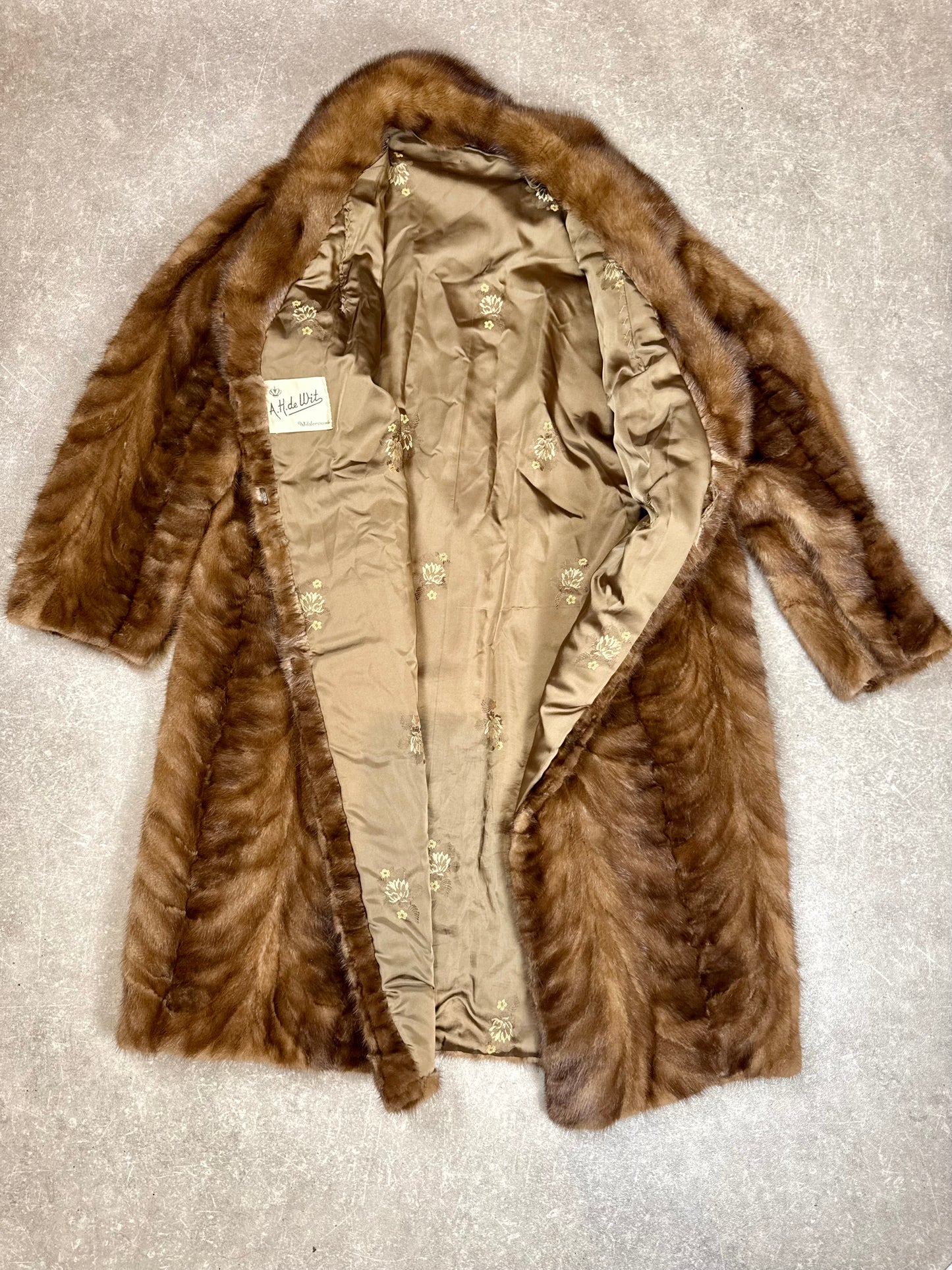 Vintage Samtnerz Nerzmantel Echtpelz Damen Gr. L XL Braun A.H. de Wit Wildervank