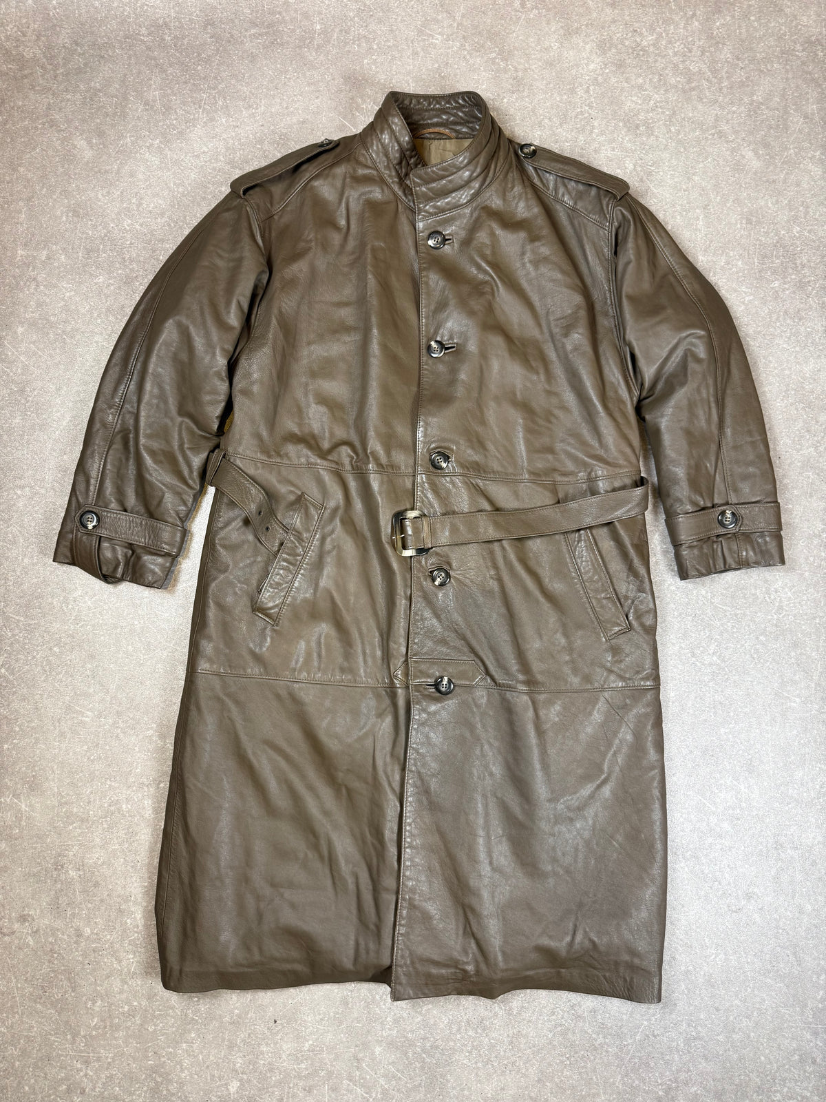 Vintage Herren Ledermantel Braun – GS Herrenmoden Echtleder 70er 80er