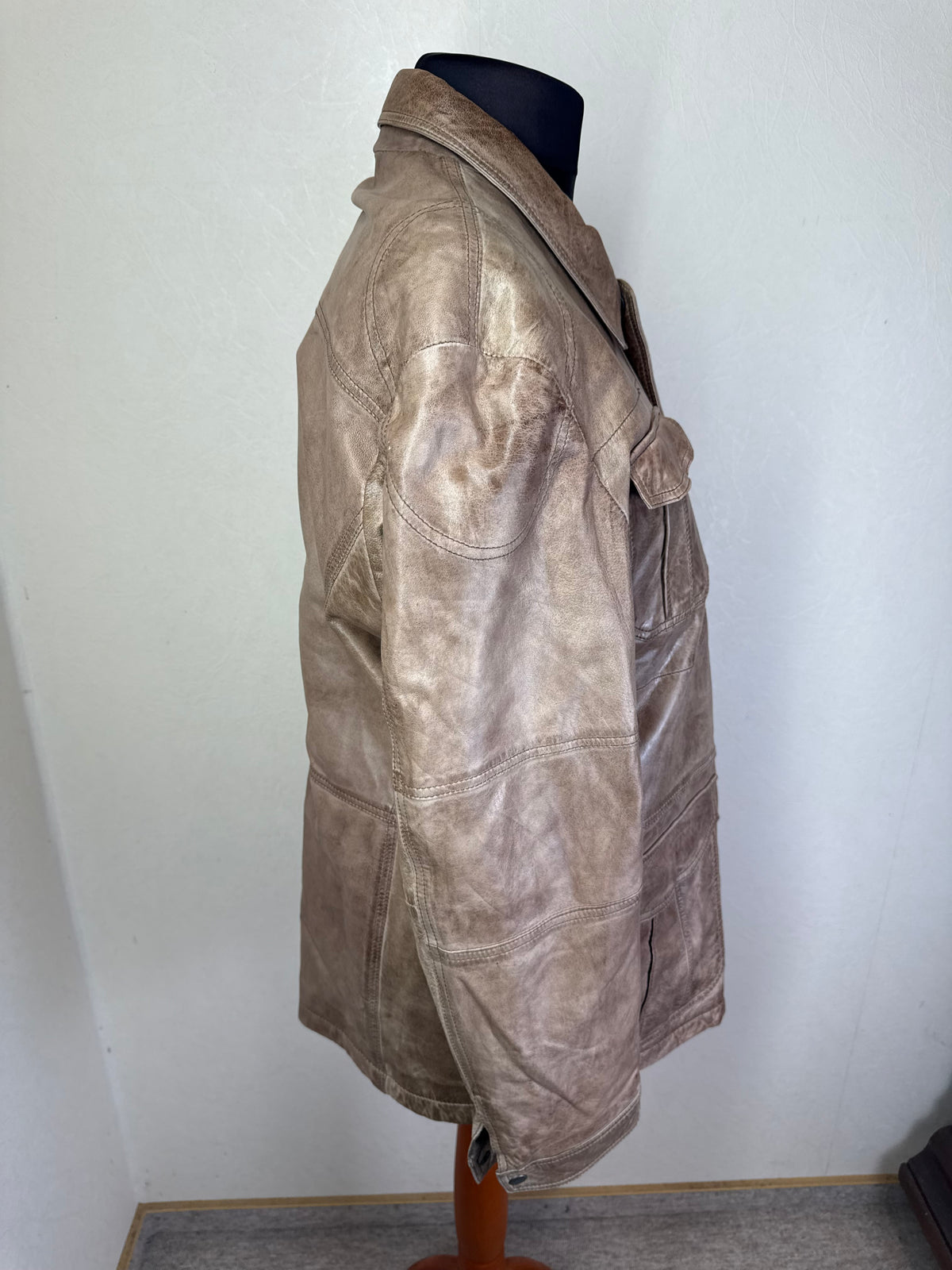 LLOYD Lederjacke Herren Braun Gr. 50 Vintage Field Jacket Echtleder Übergangsjacke