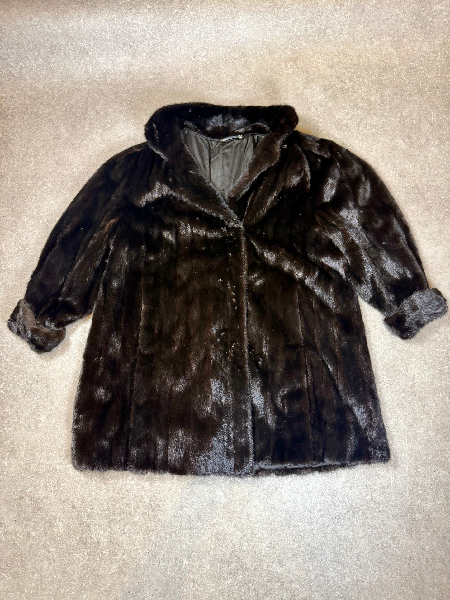 Vintage SAGA MINK Nerzmantel Echtpelz Dunkelbraun Damen Pelzmantel Luxus Klassisch