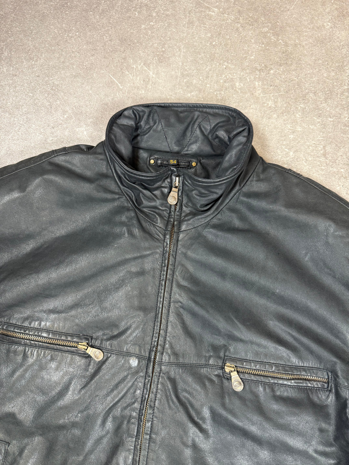 TRAPPER Vintage Herren Lederjacke Schwarz Gr. 54 Echtleder Blouson