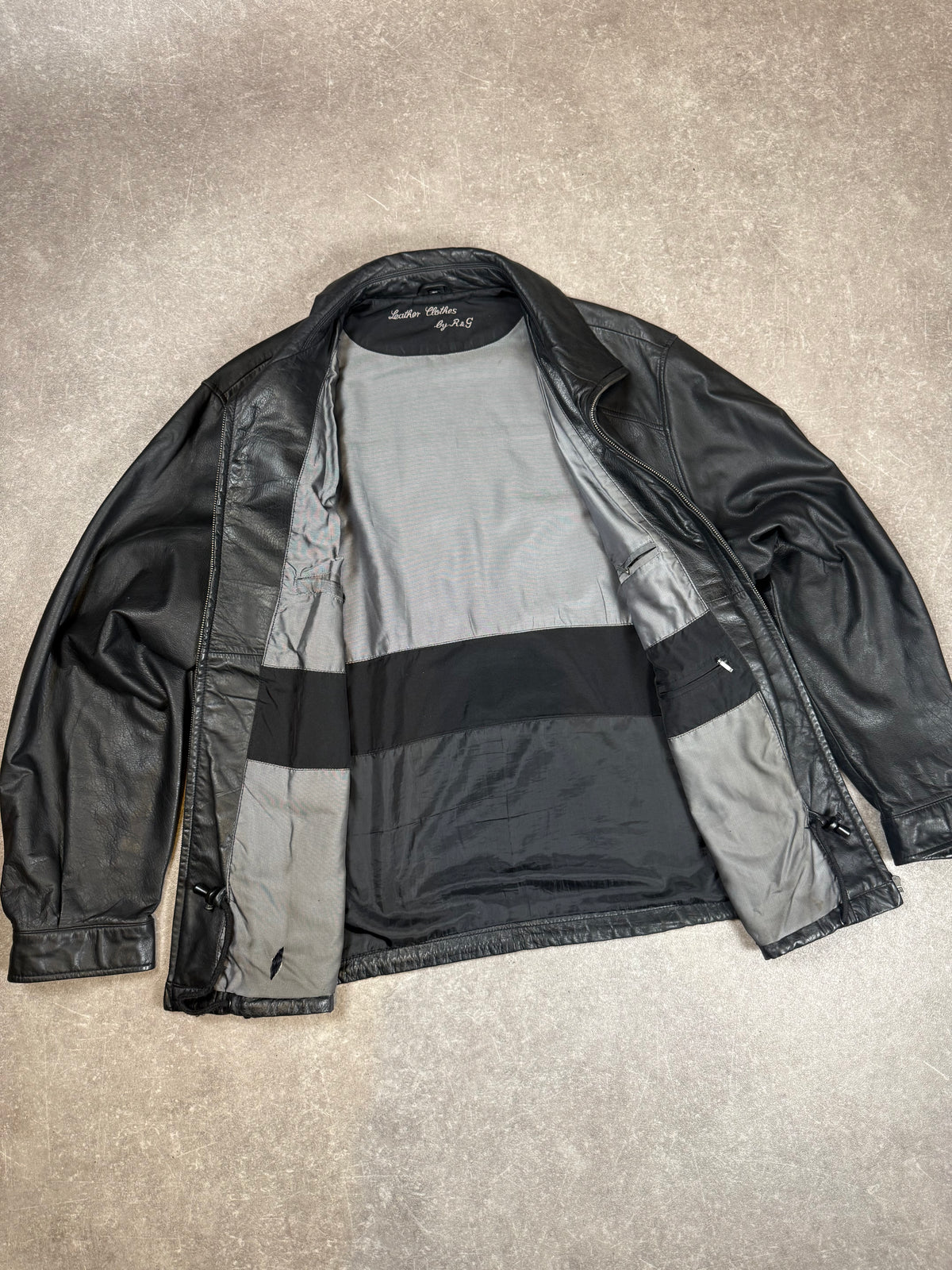 Vintage Herren Lederjacke Schwarz Gr. 52 R&G Echtleder 90er Jahre