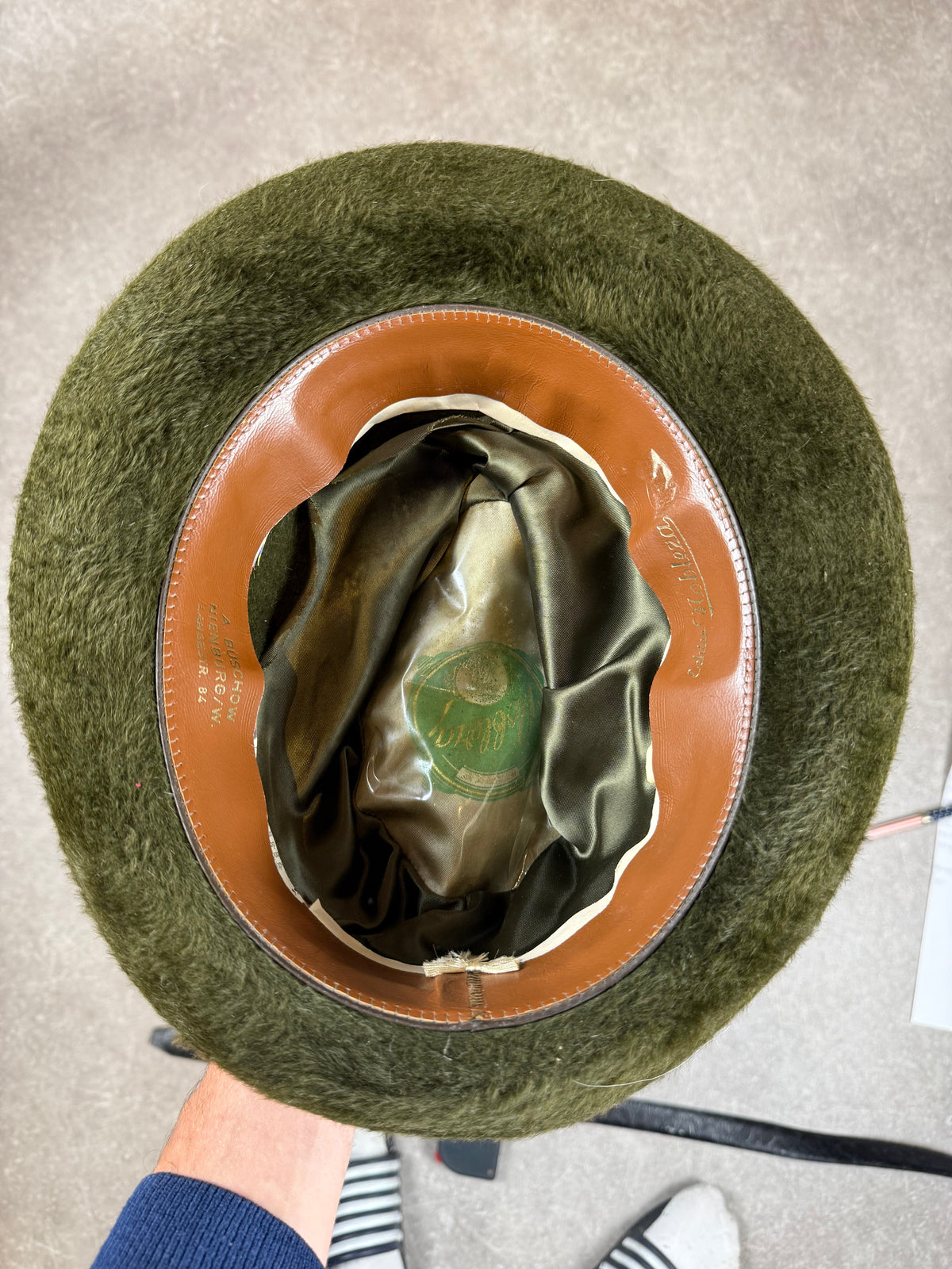 Vintage Trachtenhut Jagdhut Grün – Echter Velour – Größe 53 – Bischof