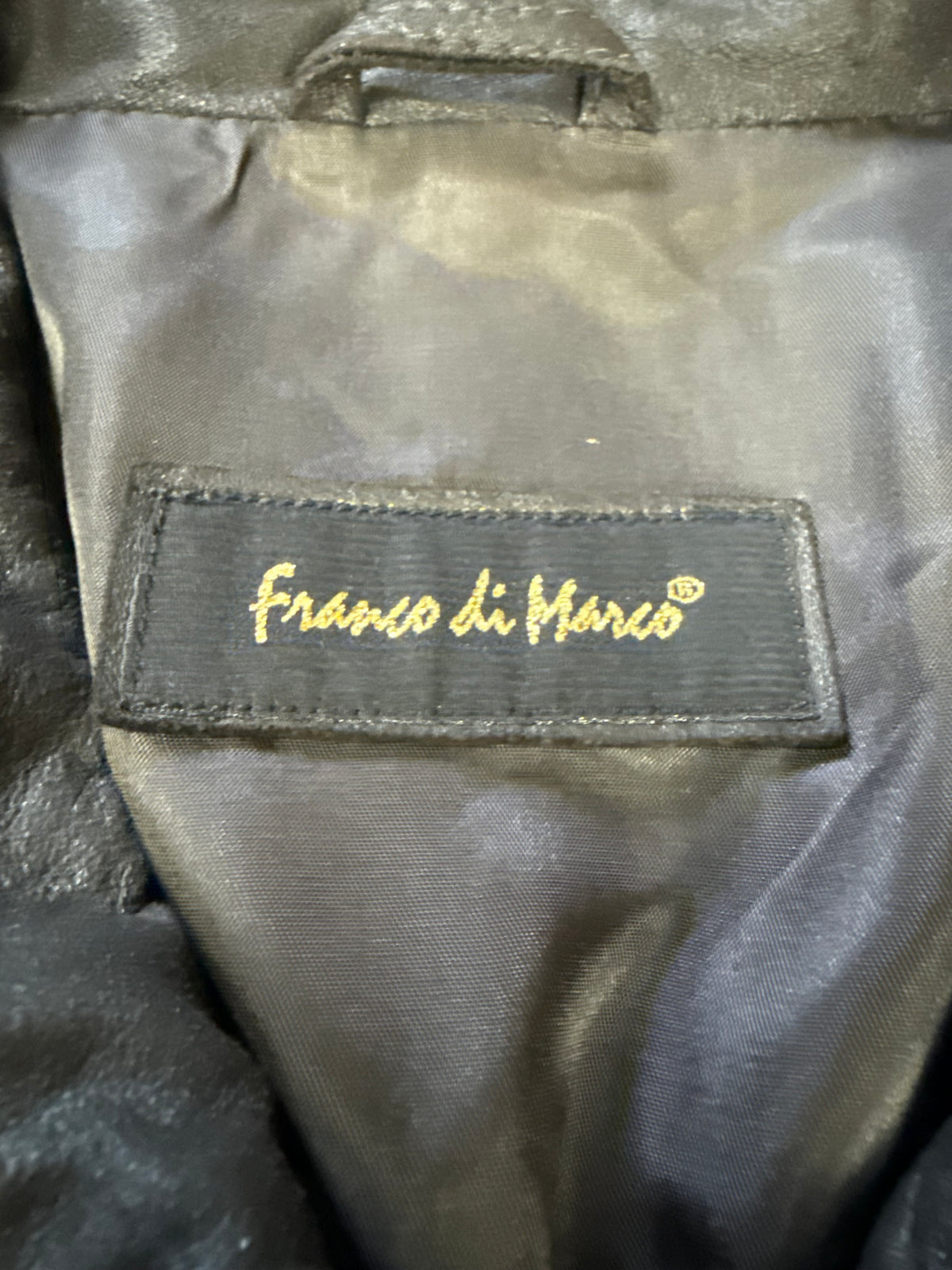 Franco di Marco Lederjacke Damen Gr. 42 Schwarz Echtleder Jacke mit Gürtel Vintage