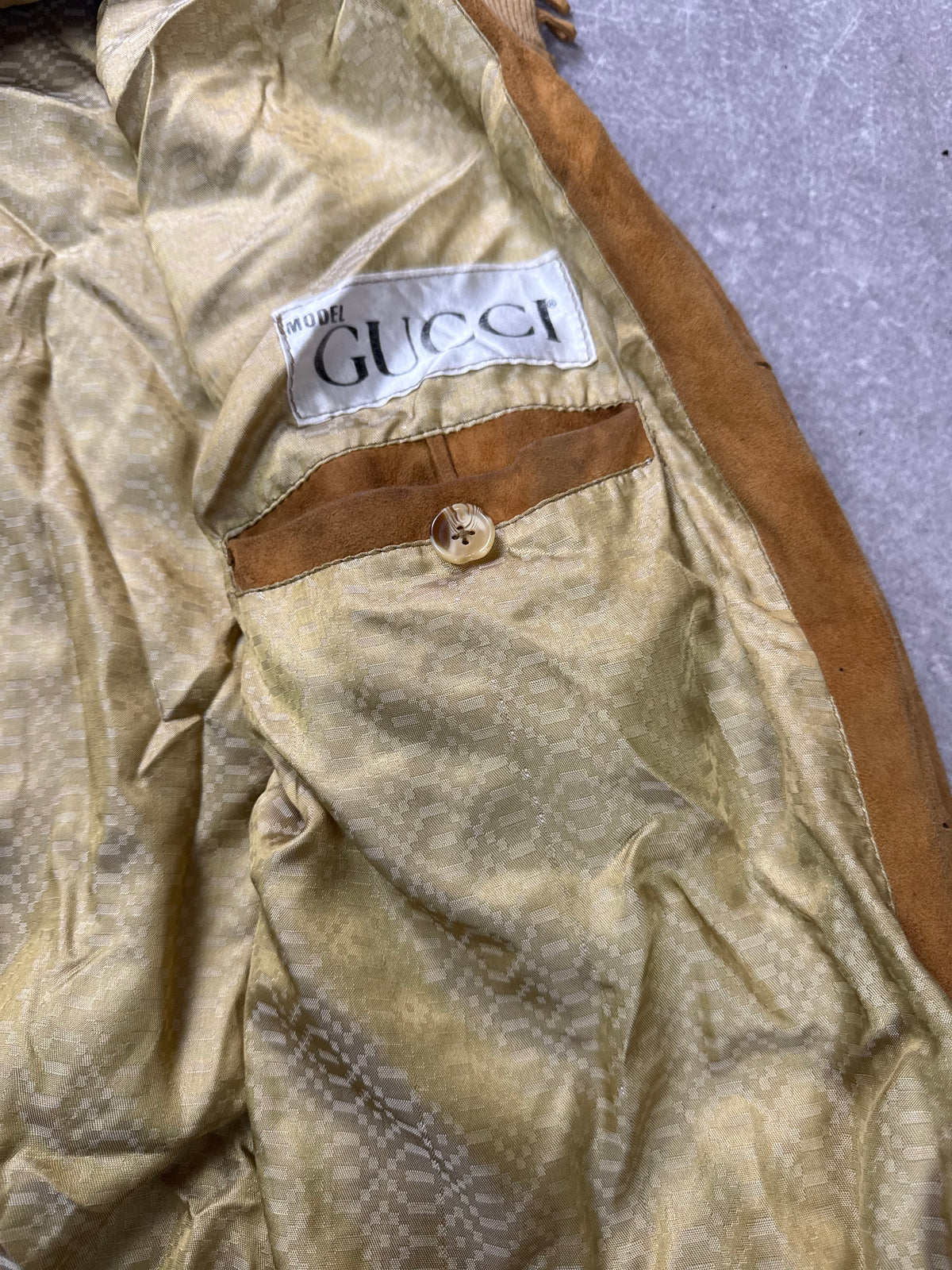 Vintage Gucci Wildleder Lederjacke Bomberjacke Braun Herren Gr. 54 Suede Blouson