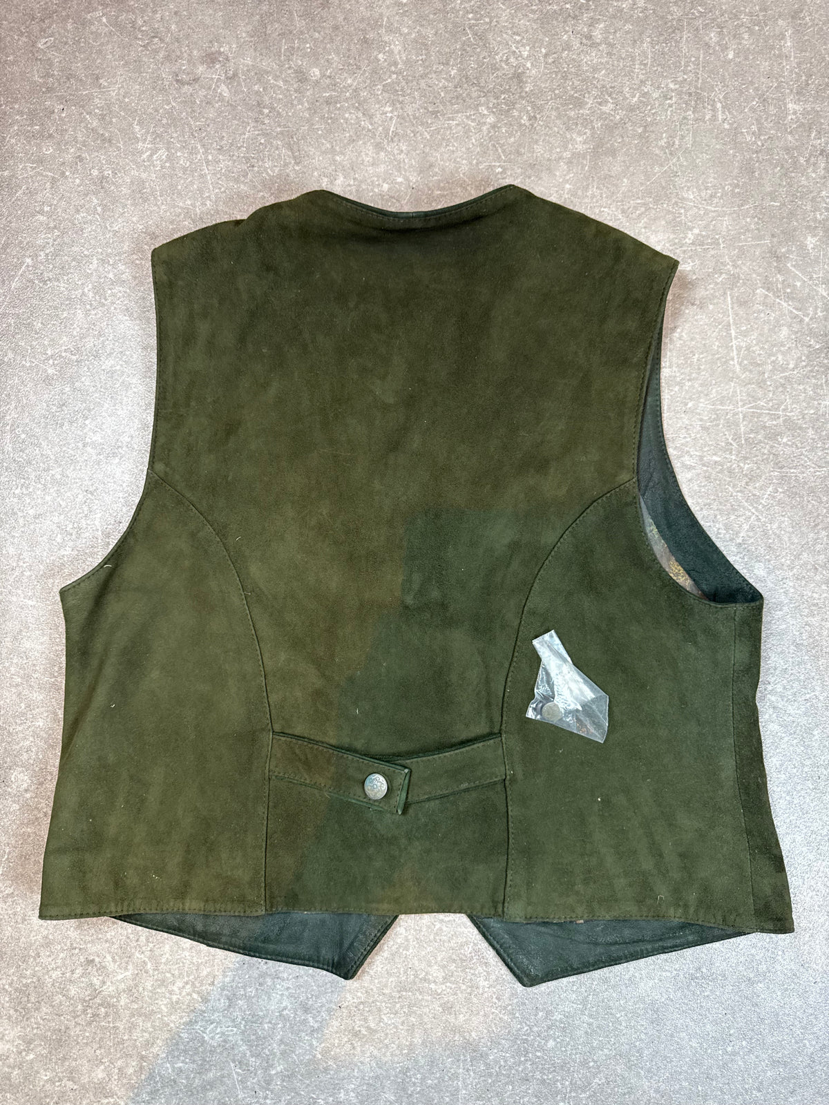 Vintage Lederweste Gede Gr. 44 Grün Veloursleder Trachtenstil