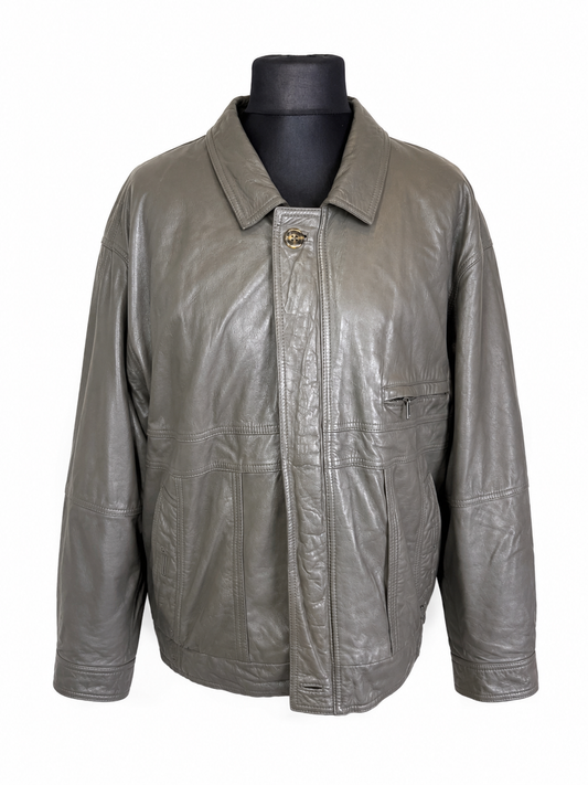 Vintage Lederjacke Herren Grau XL Echtleder Blouson Oversize 90s